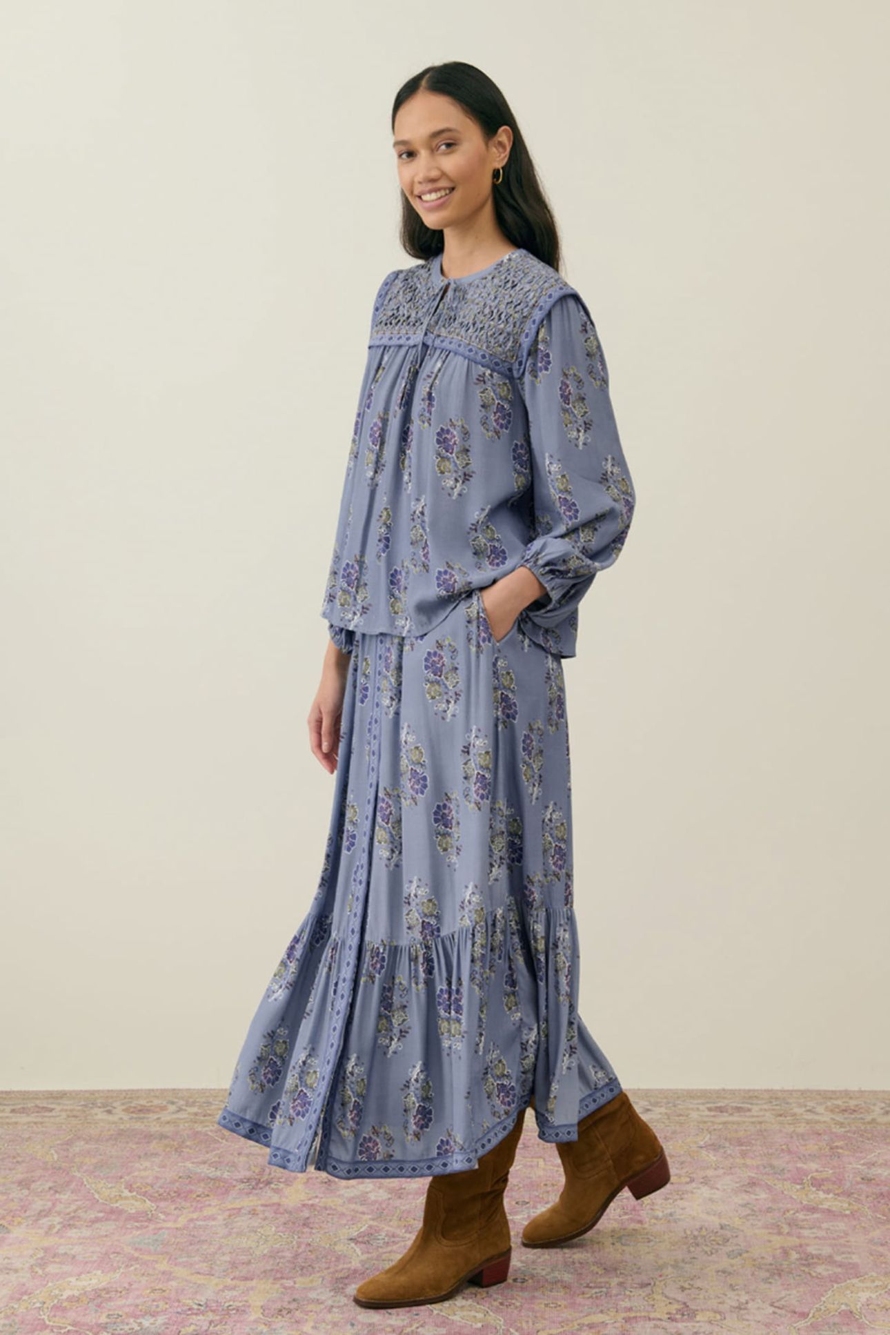 BLOUSE BONNIE CLOUDY BLUE BOUQUETS 1