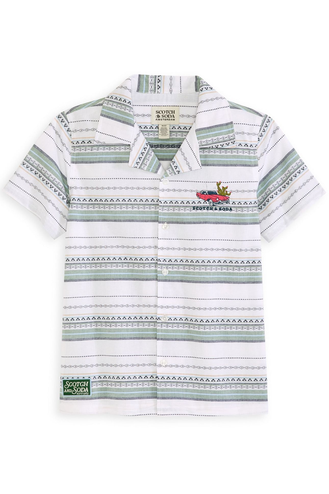 BOYS DOBBY CAMP SHIRT WHITE TRADITIONAL 1