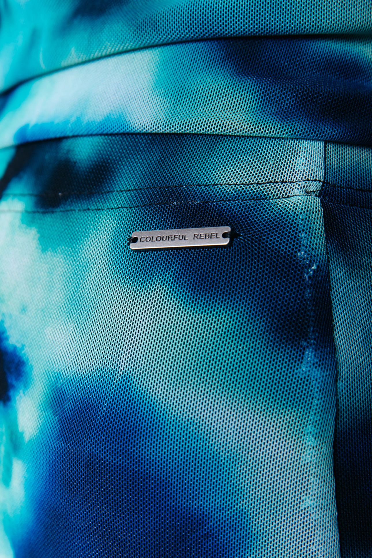 TIE DYE MESH EXTRA FLARE PANTS BLUE 4