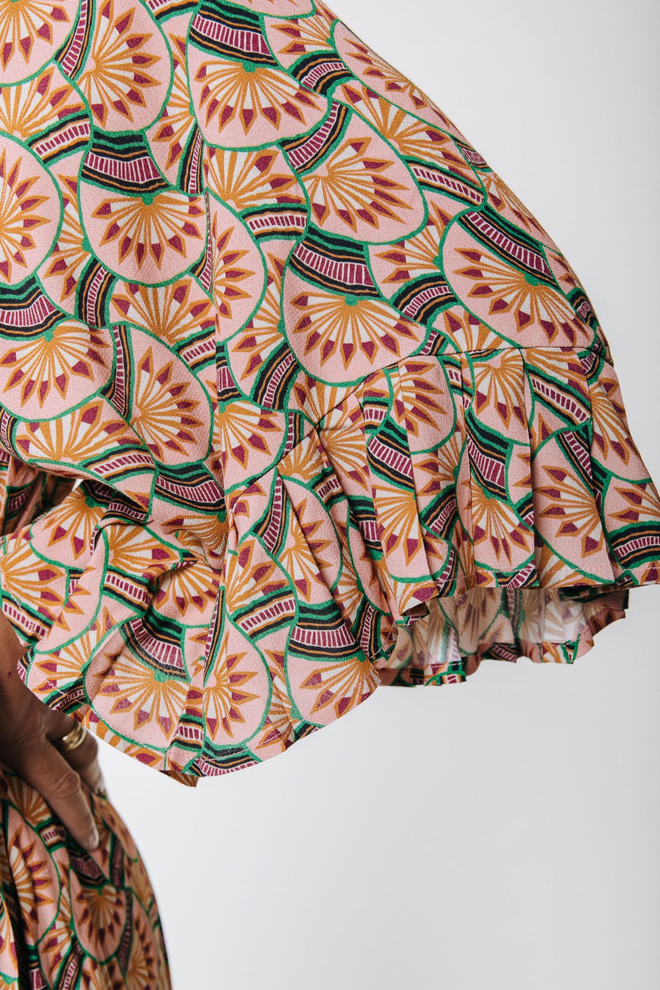ALICE GRAPHIC FAN MAXI WRAP DRESS VINTAGE PINK 3