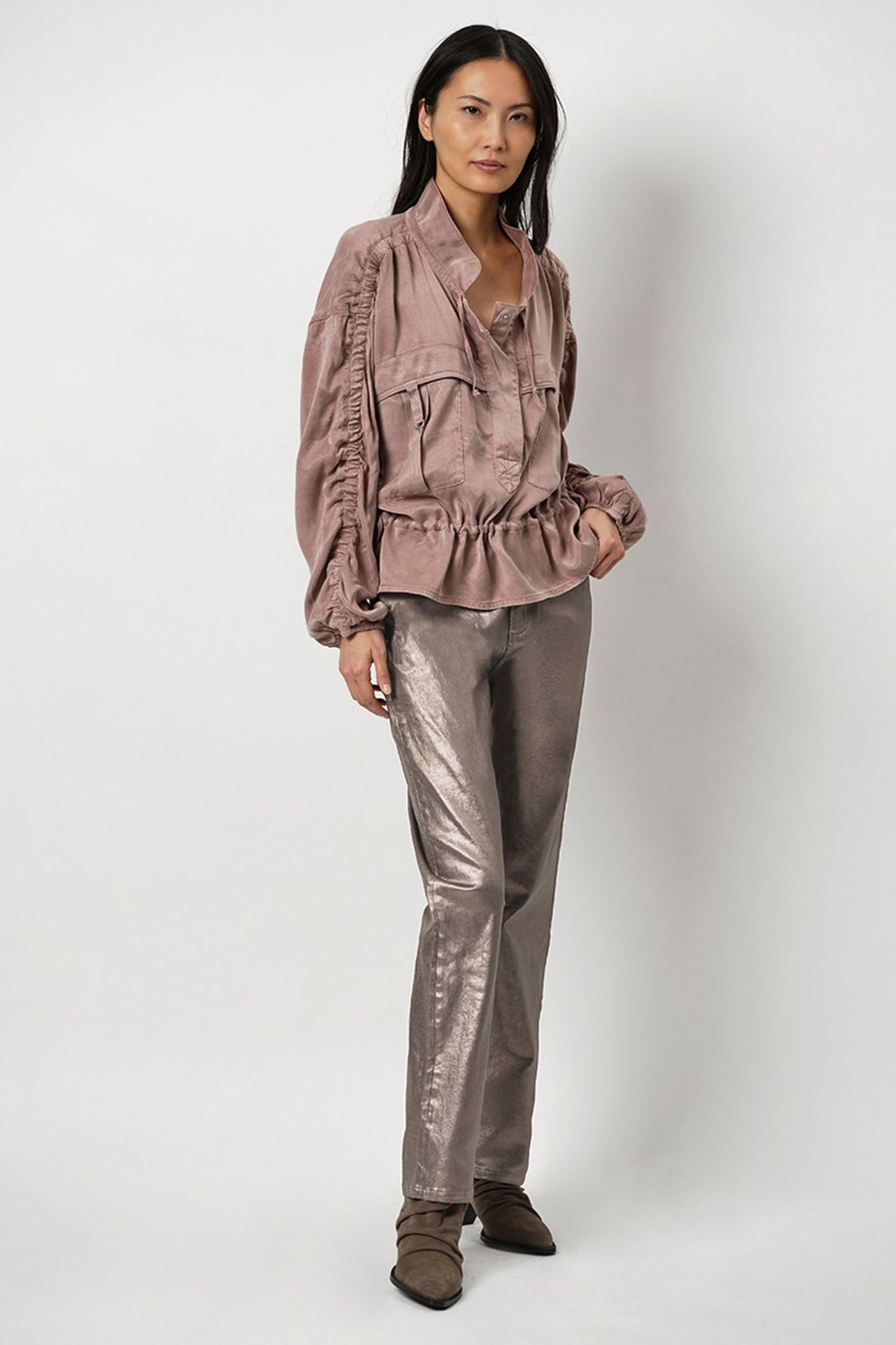 BELLA METALLIC DENIM PANTS REDWOOD CLAY 1