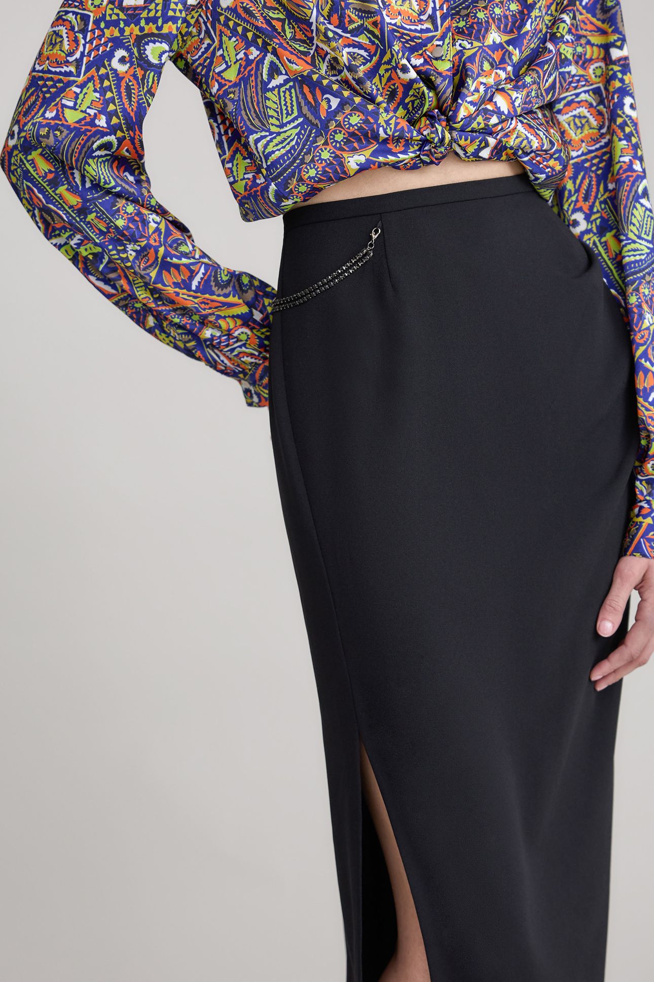 BLACK PENCIL SKIRT REMOVABLE RHINESTONE JEWELS 6