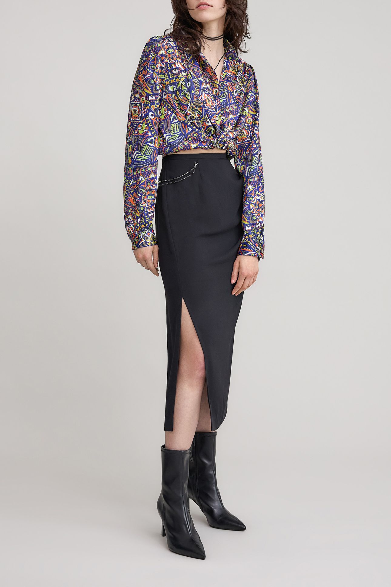 BLACK PENCIL SKIRT REMOVABLE RHINESTONE JEWELS 3