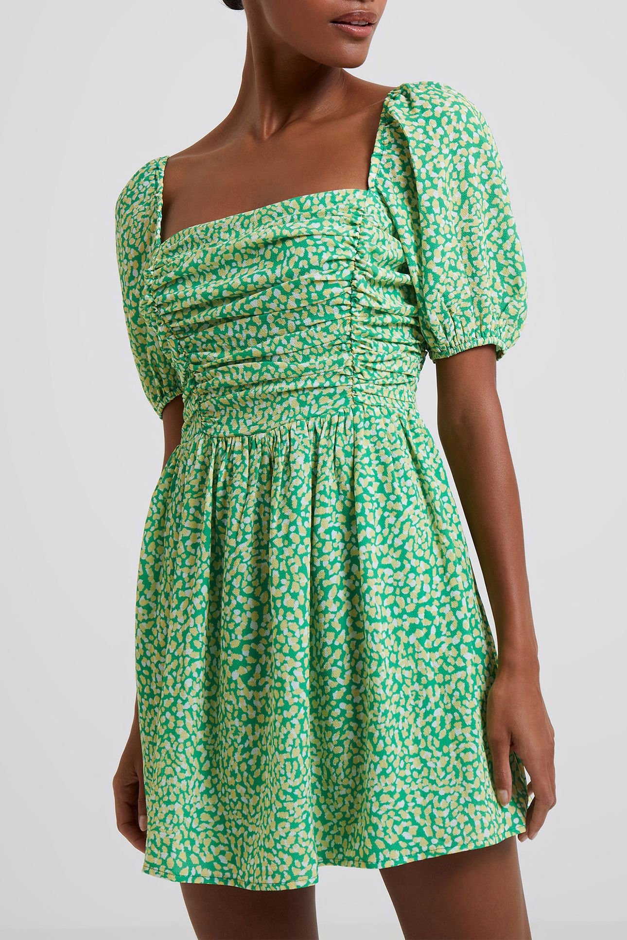 CADIE VERONA SQ NK UK LEN DRES POISE GREEN 4