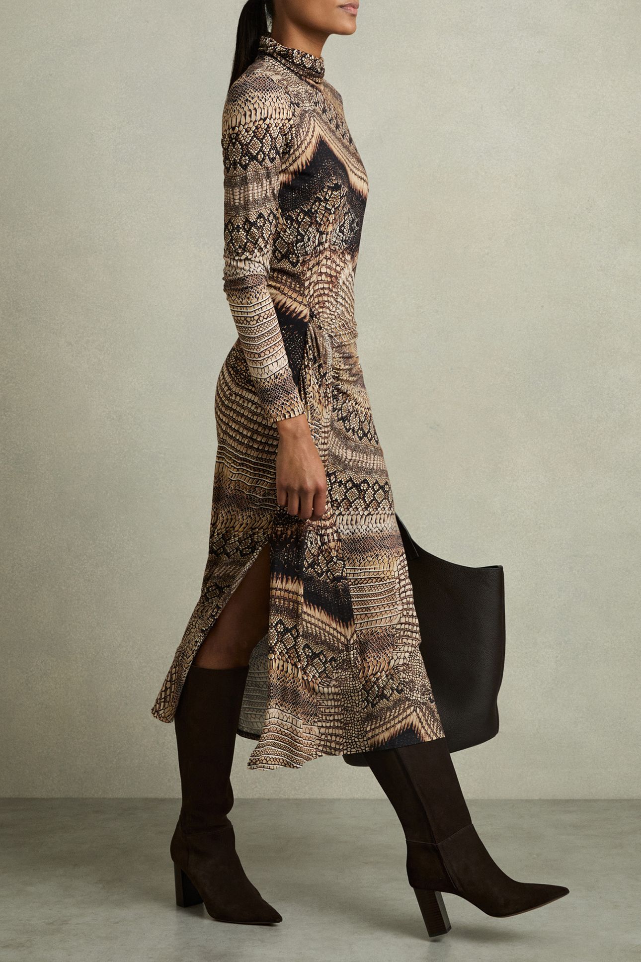 NAOMI ITALIAN PRINTED DRESS BROWN 3