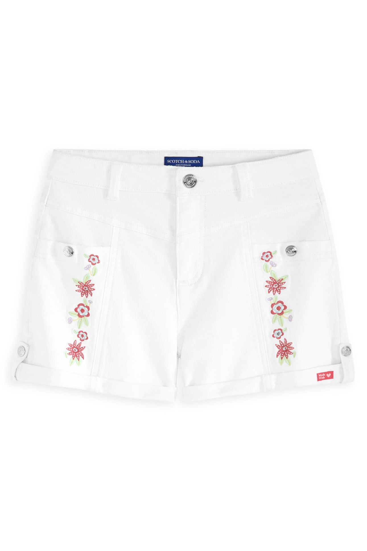 GIRLS STRETCH WHITE DENIM SHORT WHITE 1