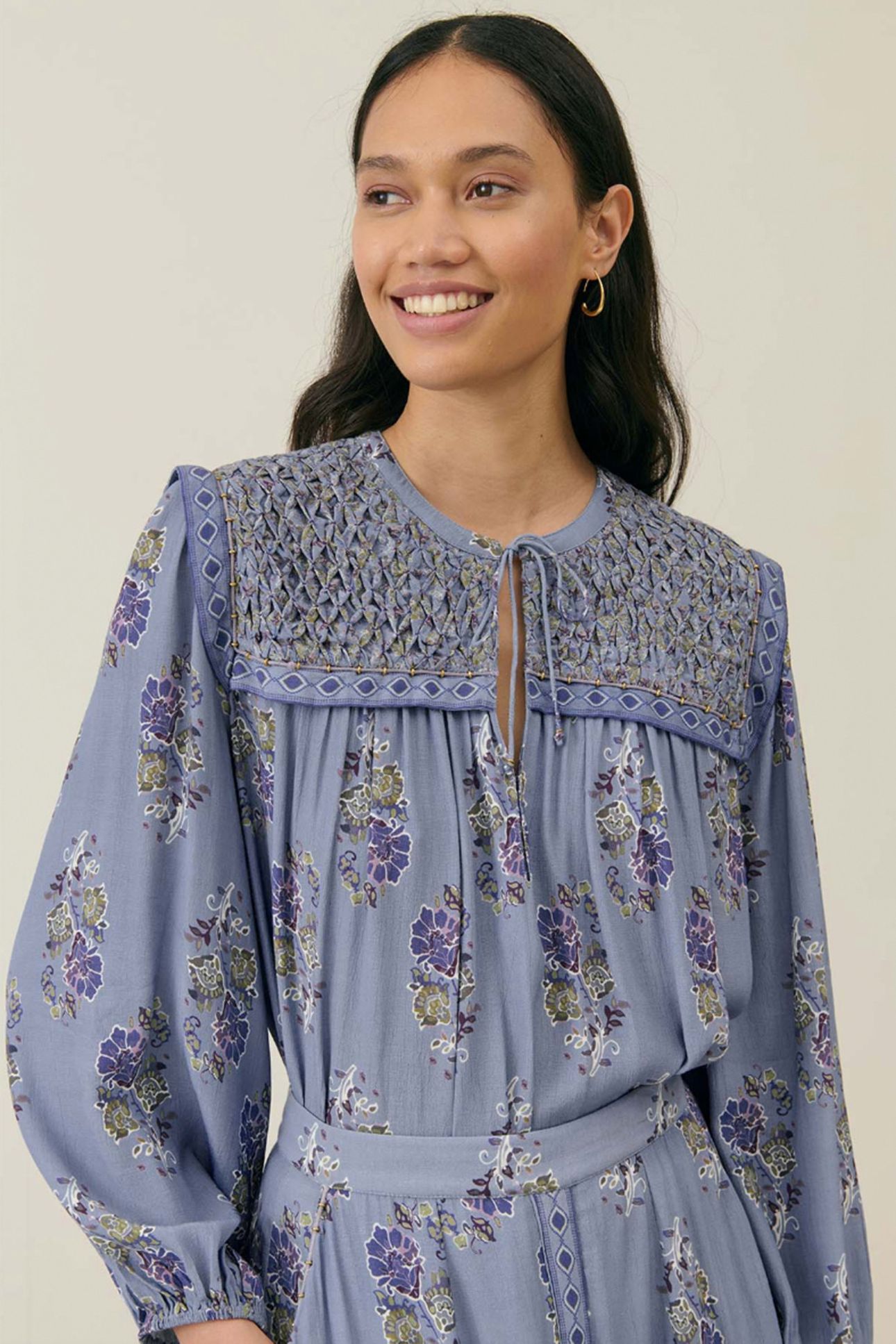 BLOUSE BONNIE CLOUDY BLUE BOUQUETS 3