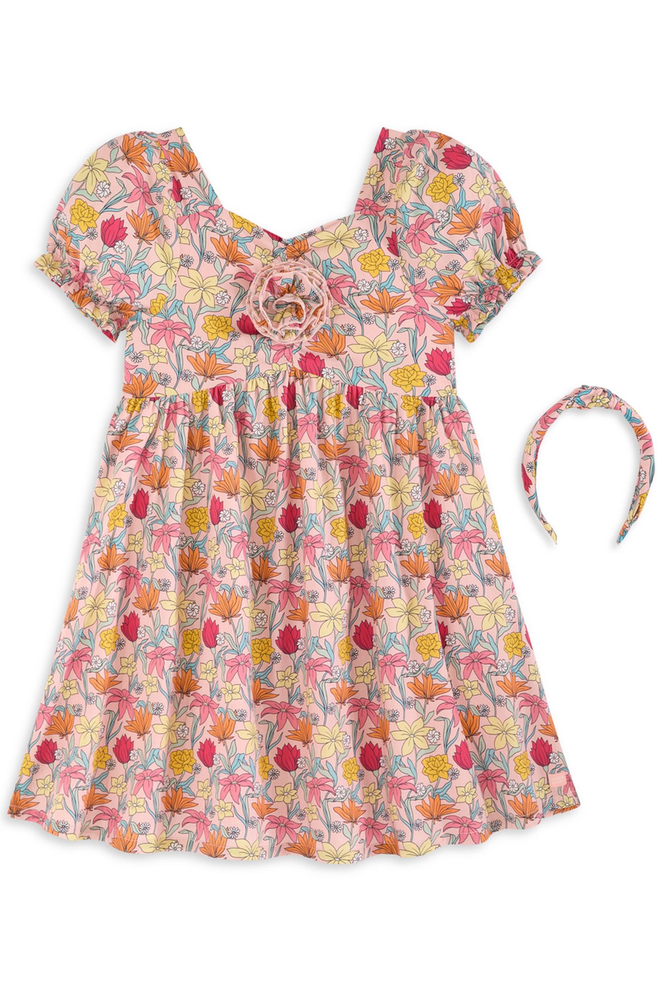 BIG GIRLS S&S 2 PC DRESS & ACCESSORY SET LT PASTEL PINK 1
