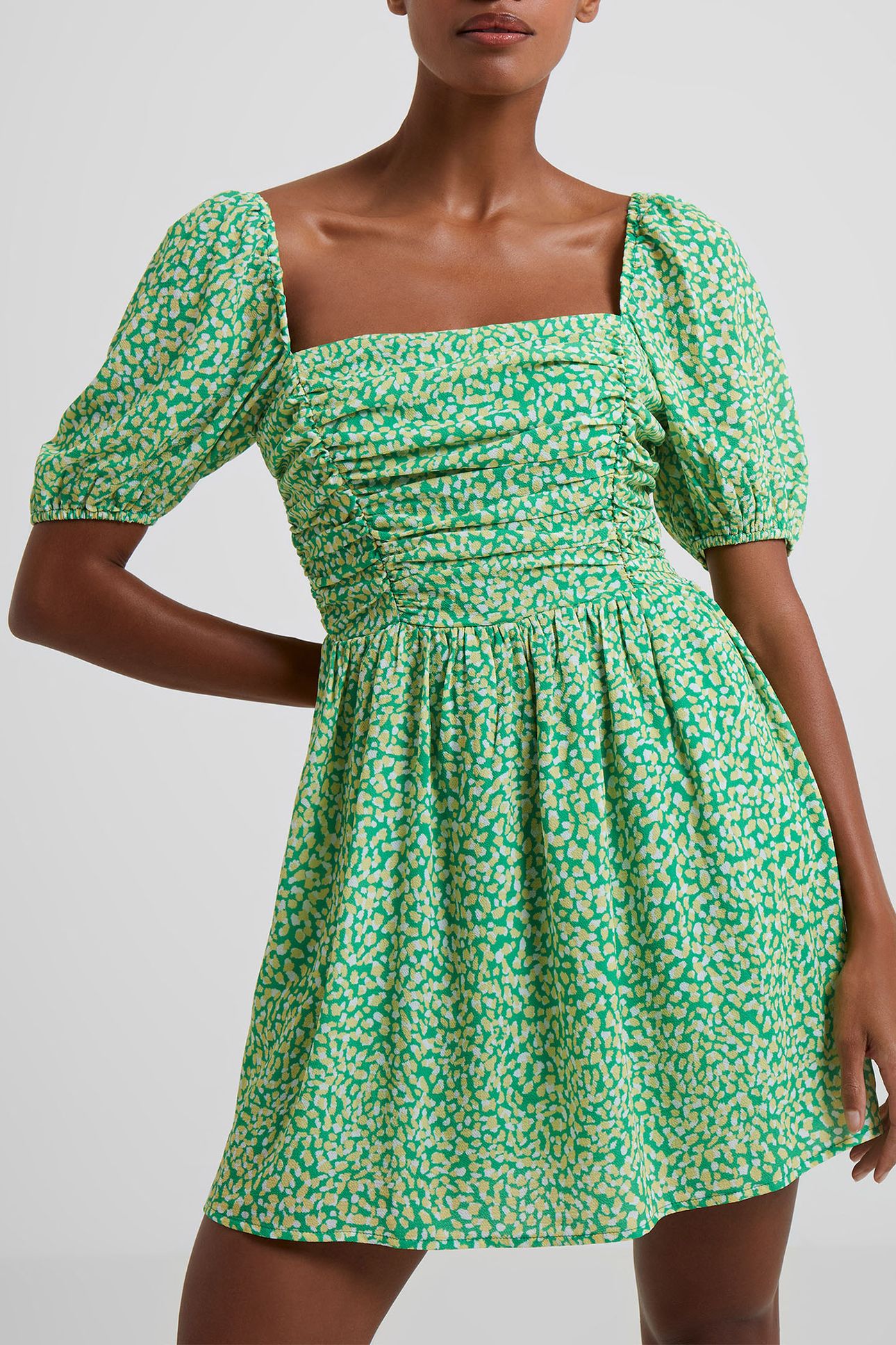 CADIE VERONA SQ NK UK LEN DRES POISE GREEN 1