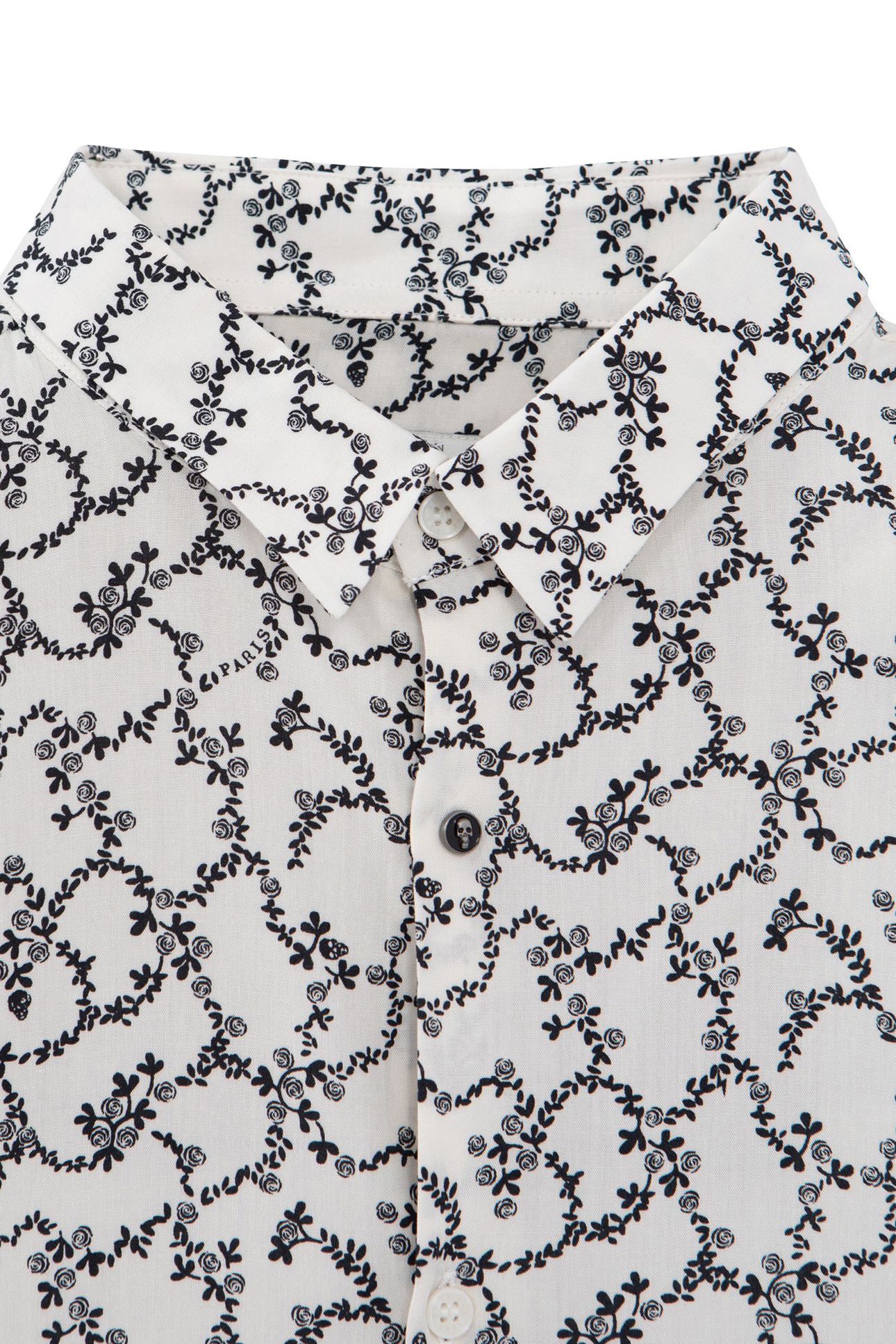 SLIM CHALK SHIRT WITH SKULL AND FLOWERS PRINT 6