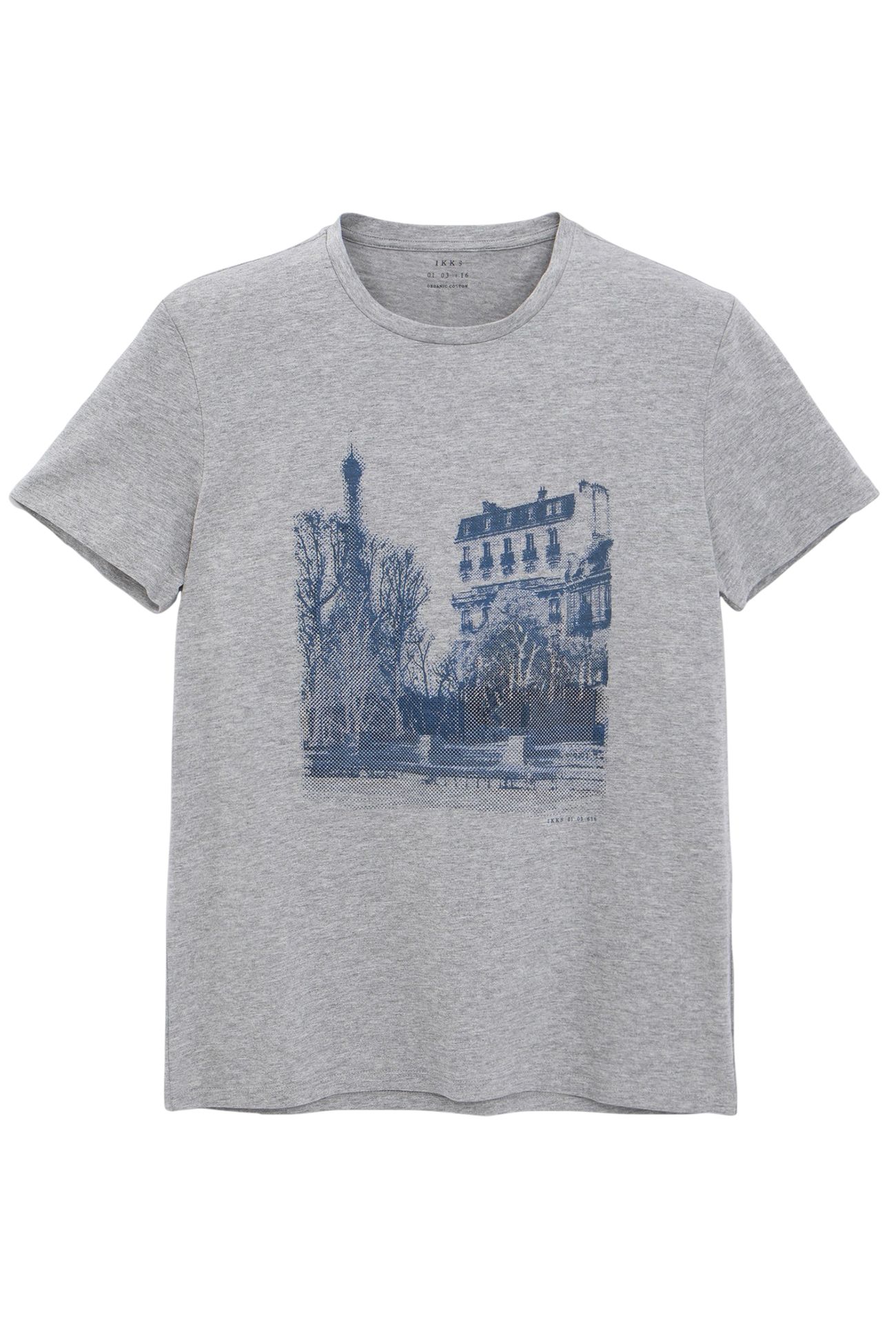 ORGANIC COTTON GREY T-SHIRT PARIS HOMME 3