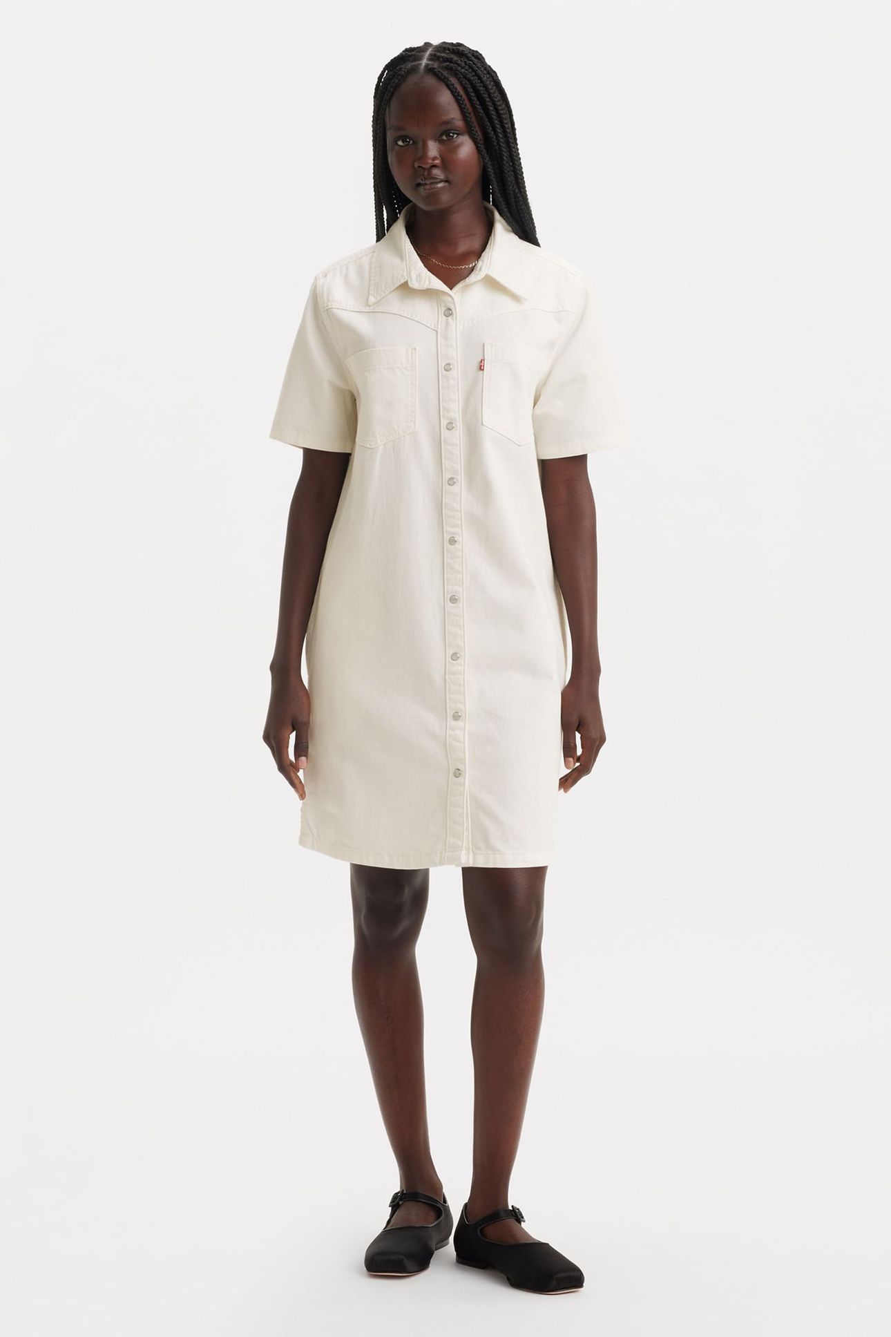 LOUISA SS DENIM DRESS ICY ECRU 4 1