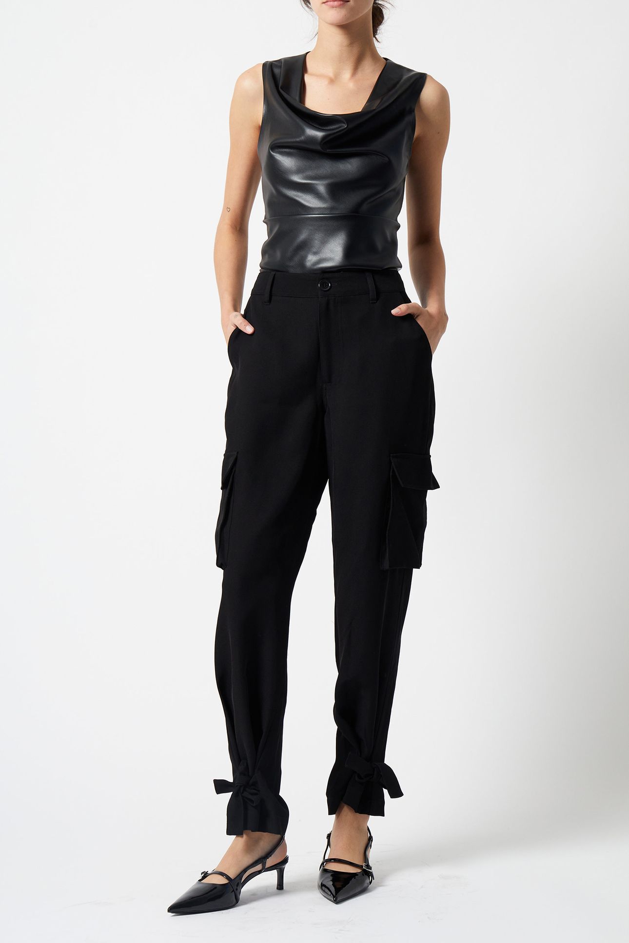 ELETTRA PU COWL NK SLVLSS TOP BLACKOUT 2
