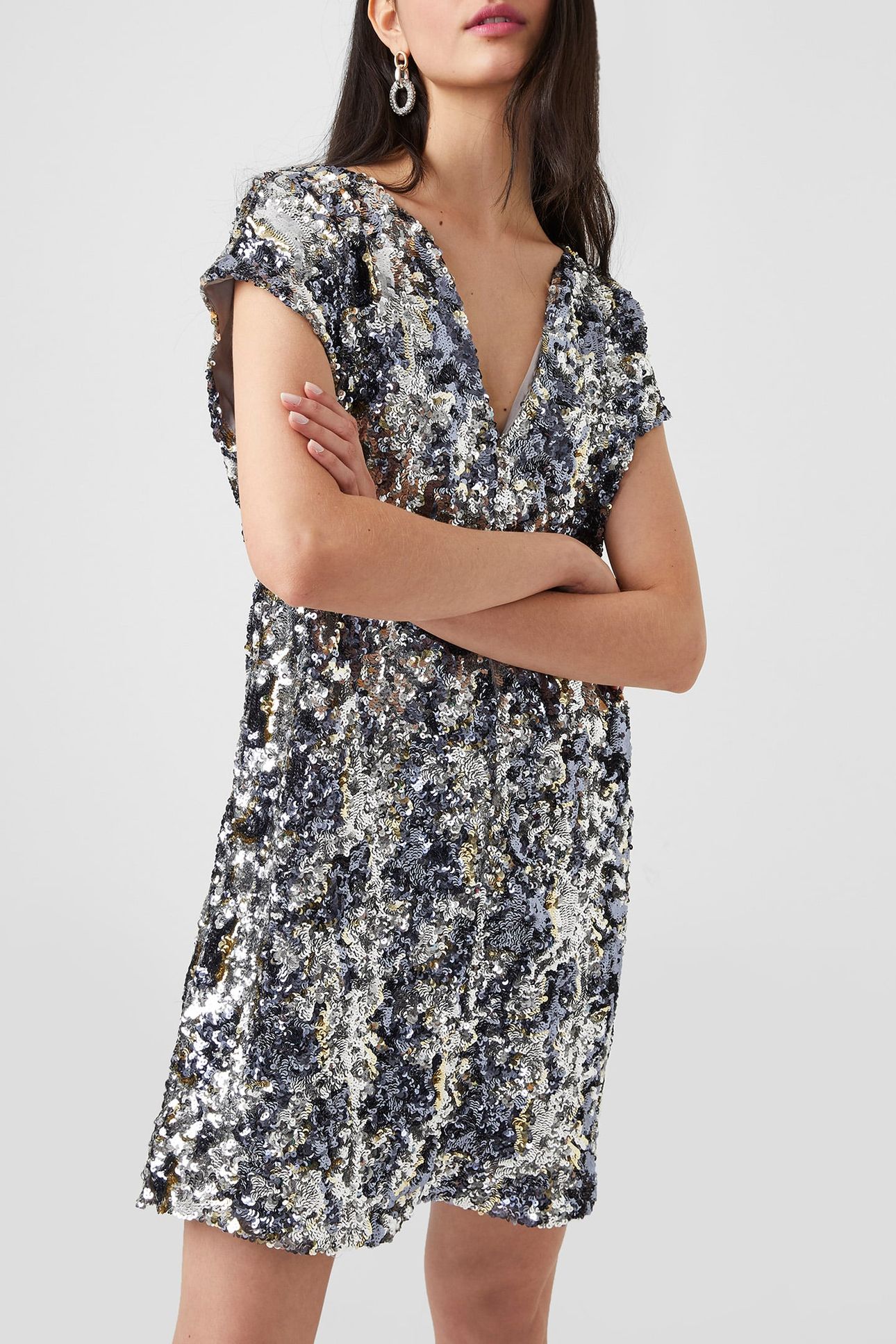 BILAZ CAMO SEQUIN DRESS SILVER 1