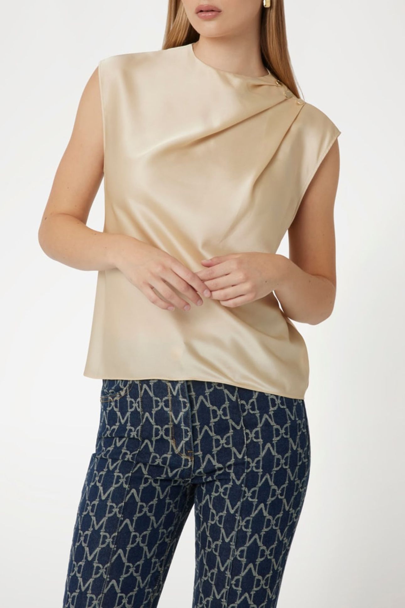 MARCIANO BY GUESS JOSETTE SS BLOUSE CALM SANDS 1