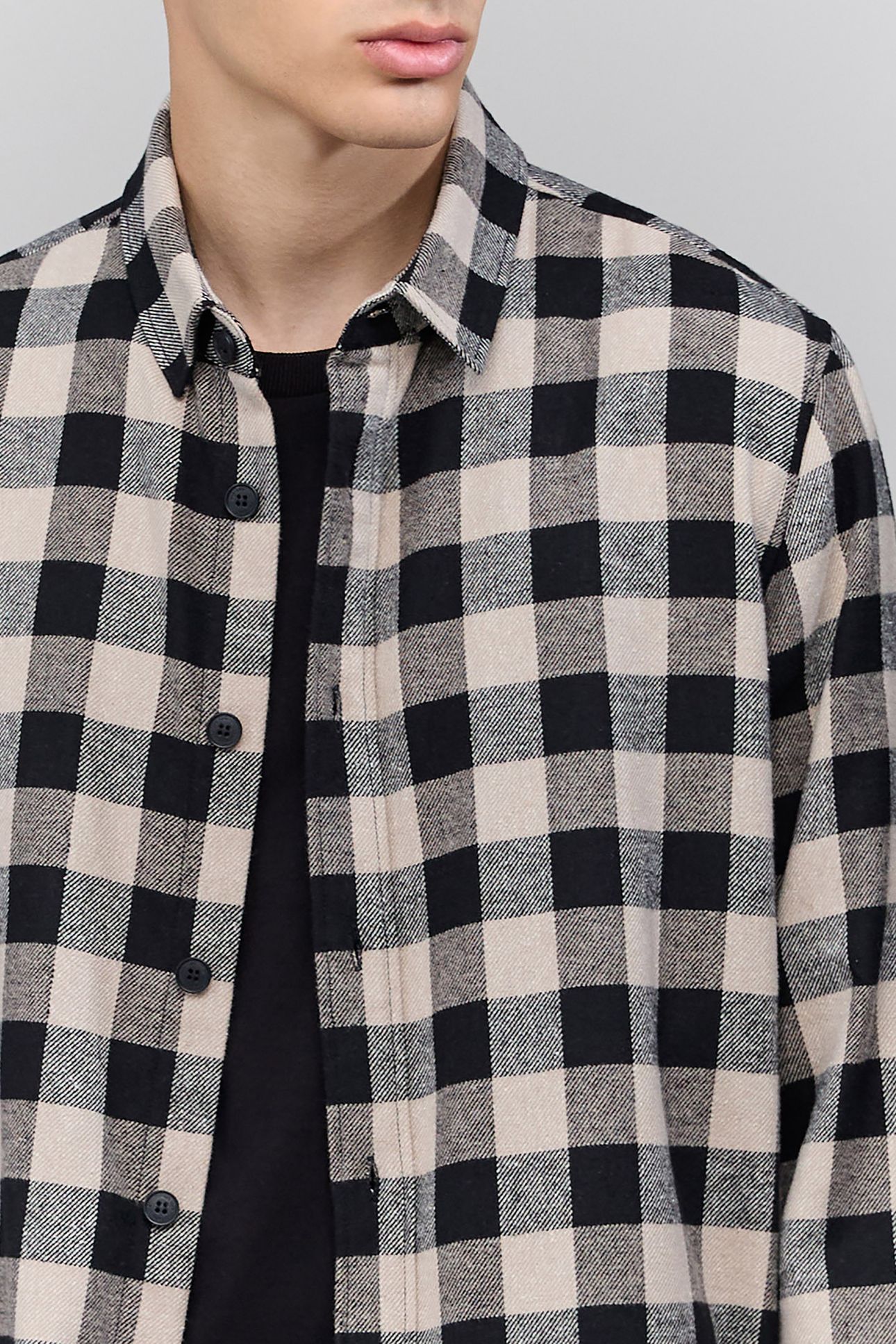BLACK SHIRT LENZING™ ECOVERO™ CHECK HOMME 5