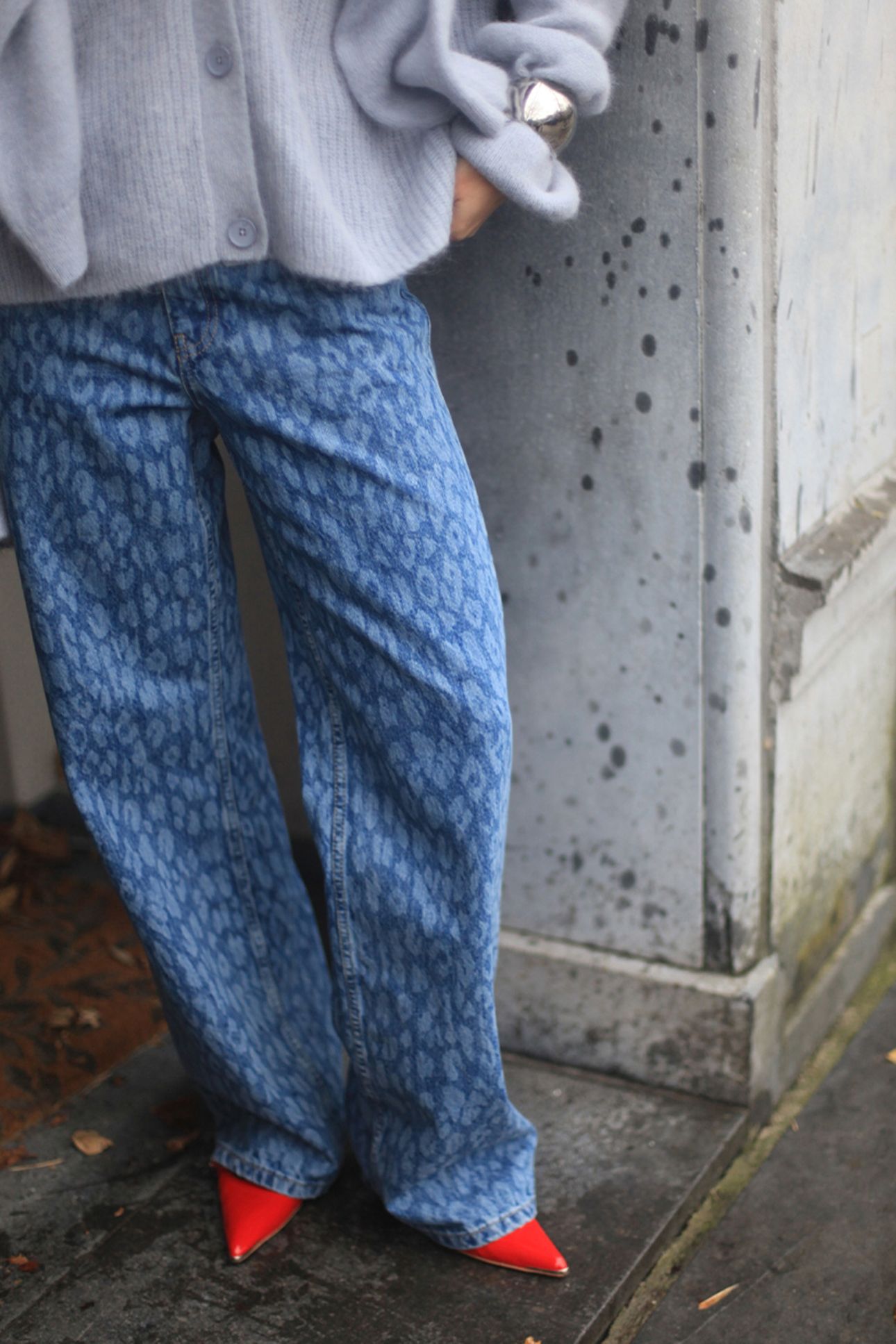 NUIT LEOPARD WIDE LEG JEANS WASHED BLUE 5