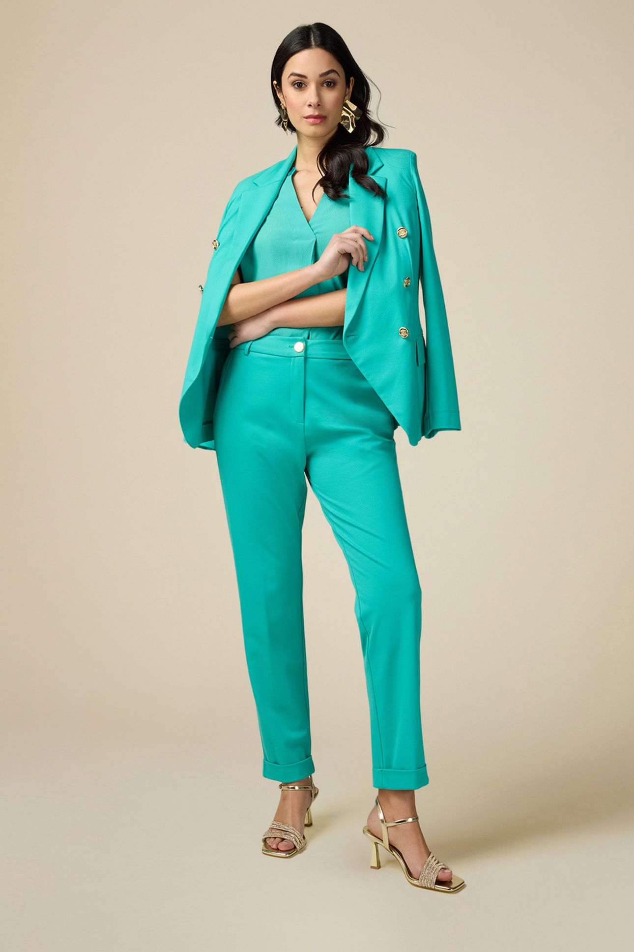 MILANO-STITCH STOVEPIPE TROUSERS AQUAMARINE 2