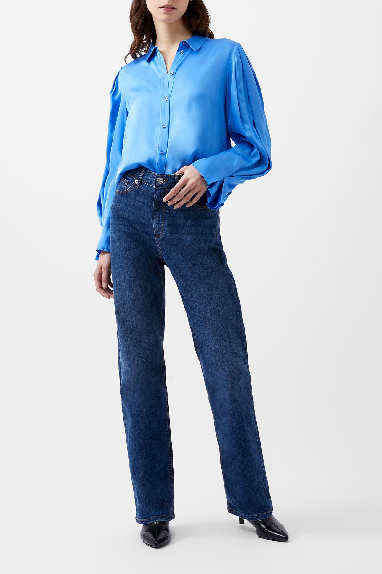 ENNIS SATIN SLEEVE DETAIL SHRT ULTRAMARINE 1