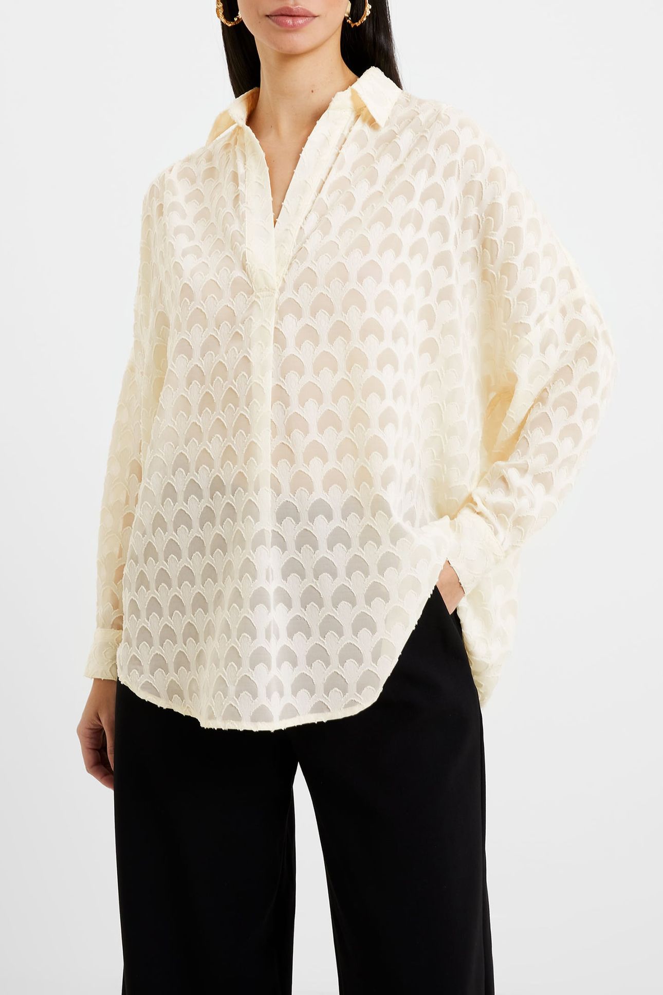 GEO BURNOUT POPOVER SHIRT CLASSIC CREAM 1