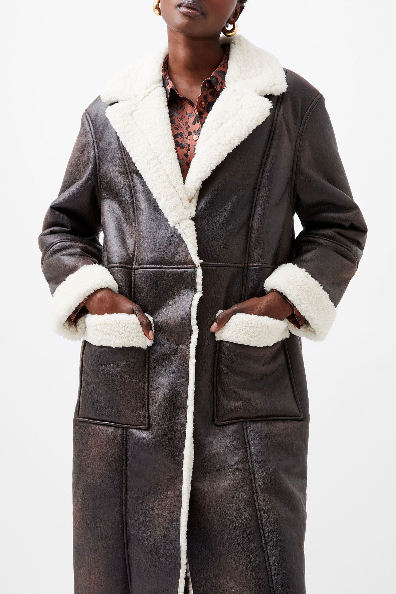 ARIZONA FAUX SHEARLING COAT CHOCOLATE 4