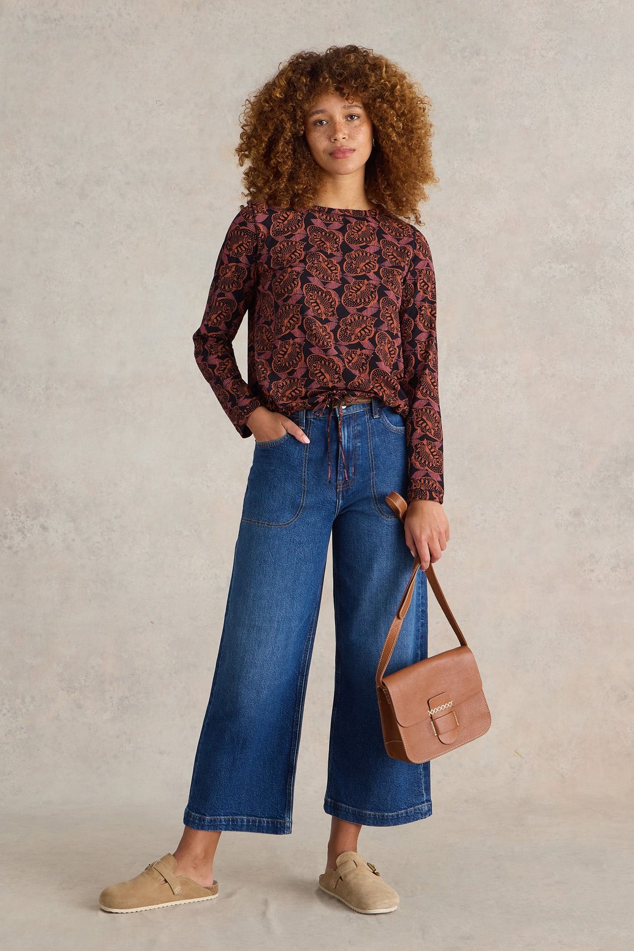 TASHA TIE HEM ORANGE PRINT 1