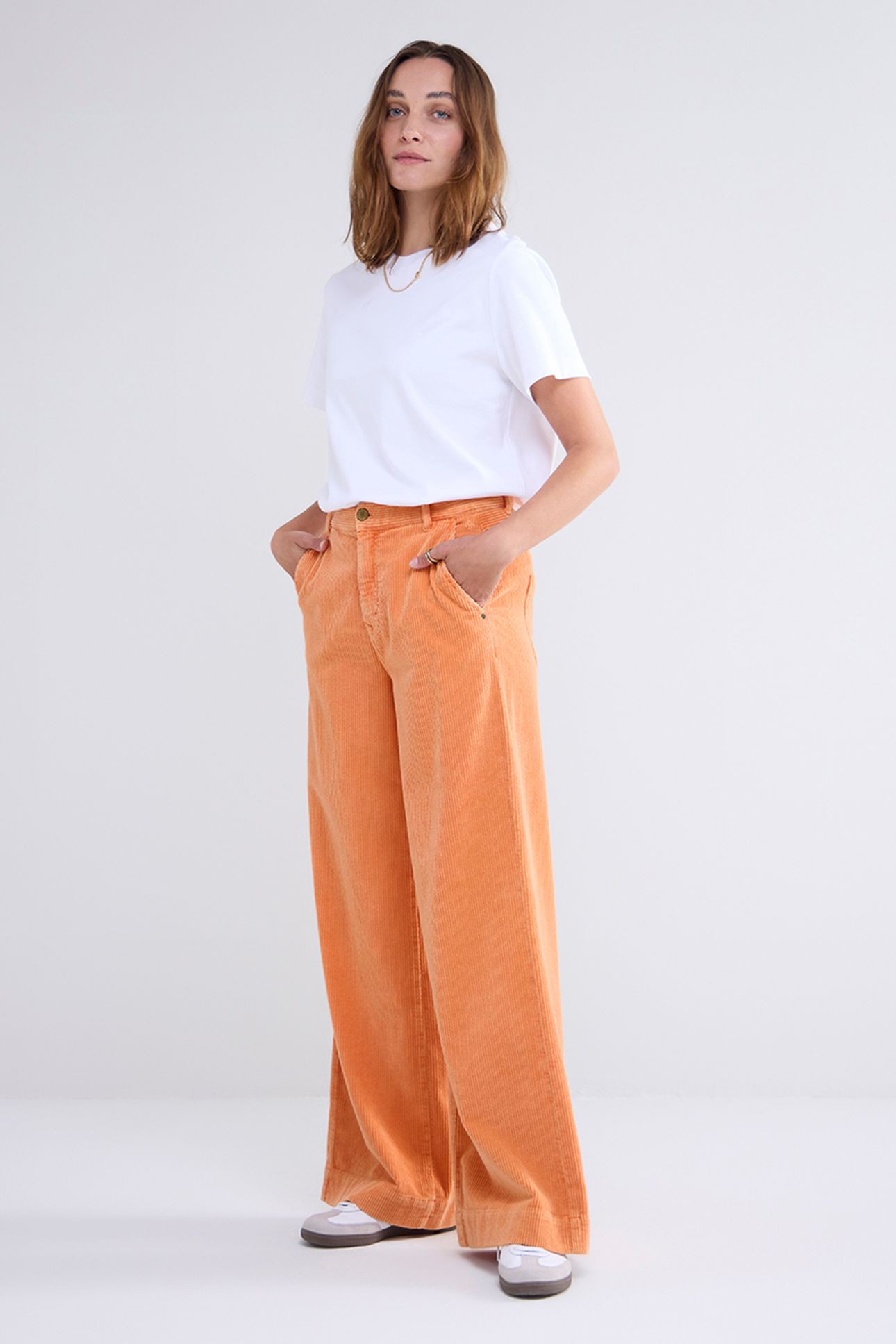 FLARED PANTS FLUID STRETCH CORD ORANGE 2