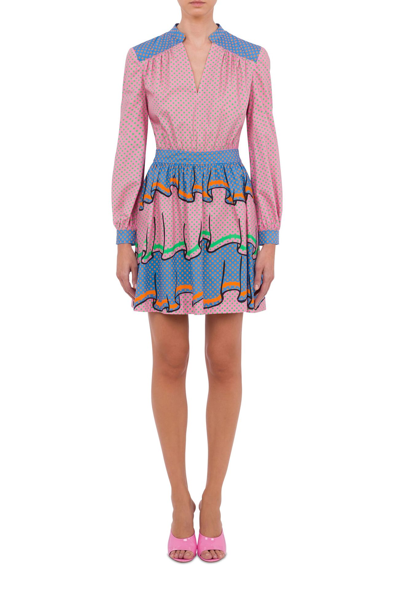 POLKA DOT DRESS IN TROMPE-L'ŒIL POPLIN PINK 1