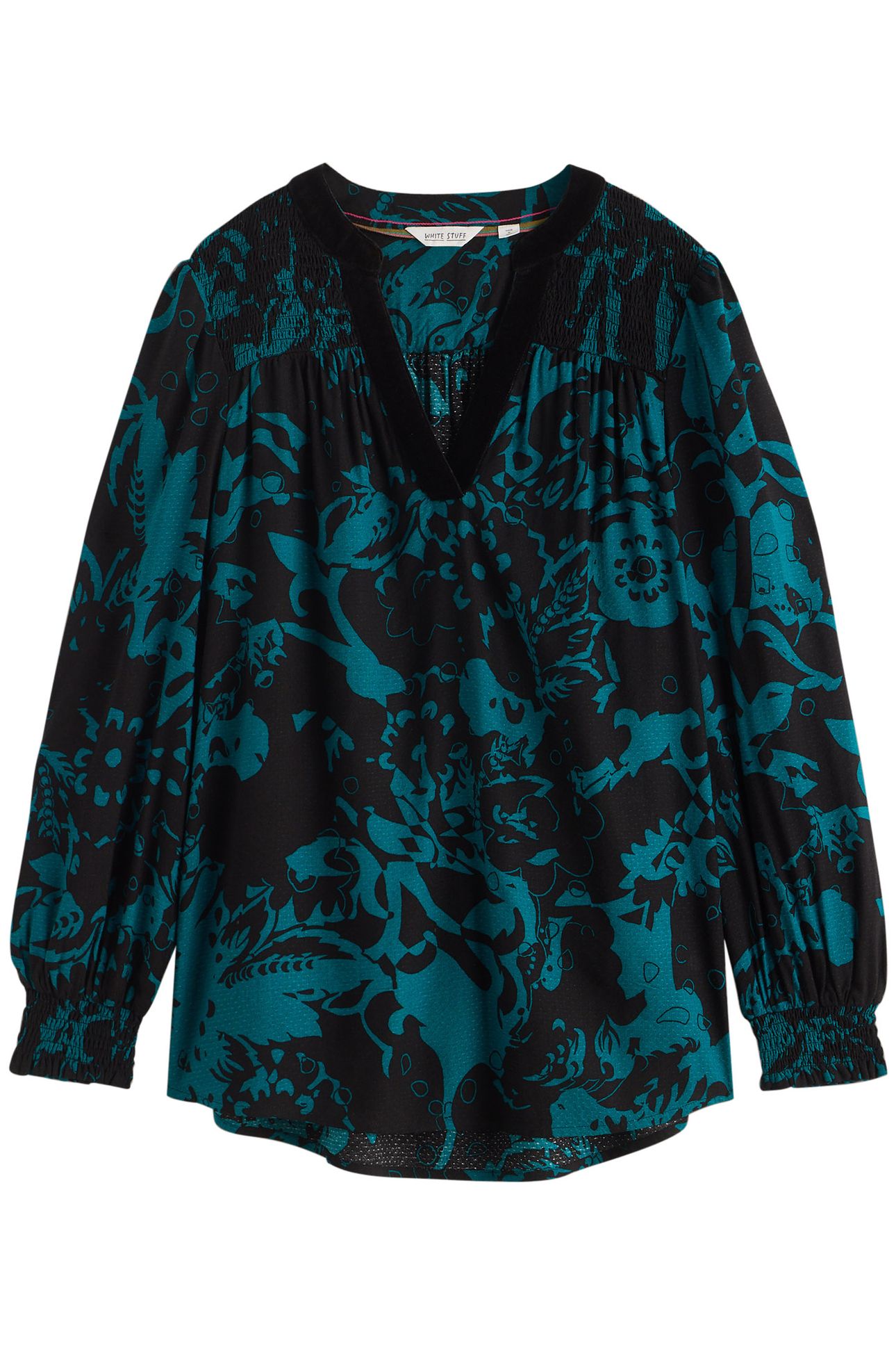 BAY PRINT LONGLINE TOP TEAL MULTI 3
