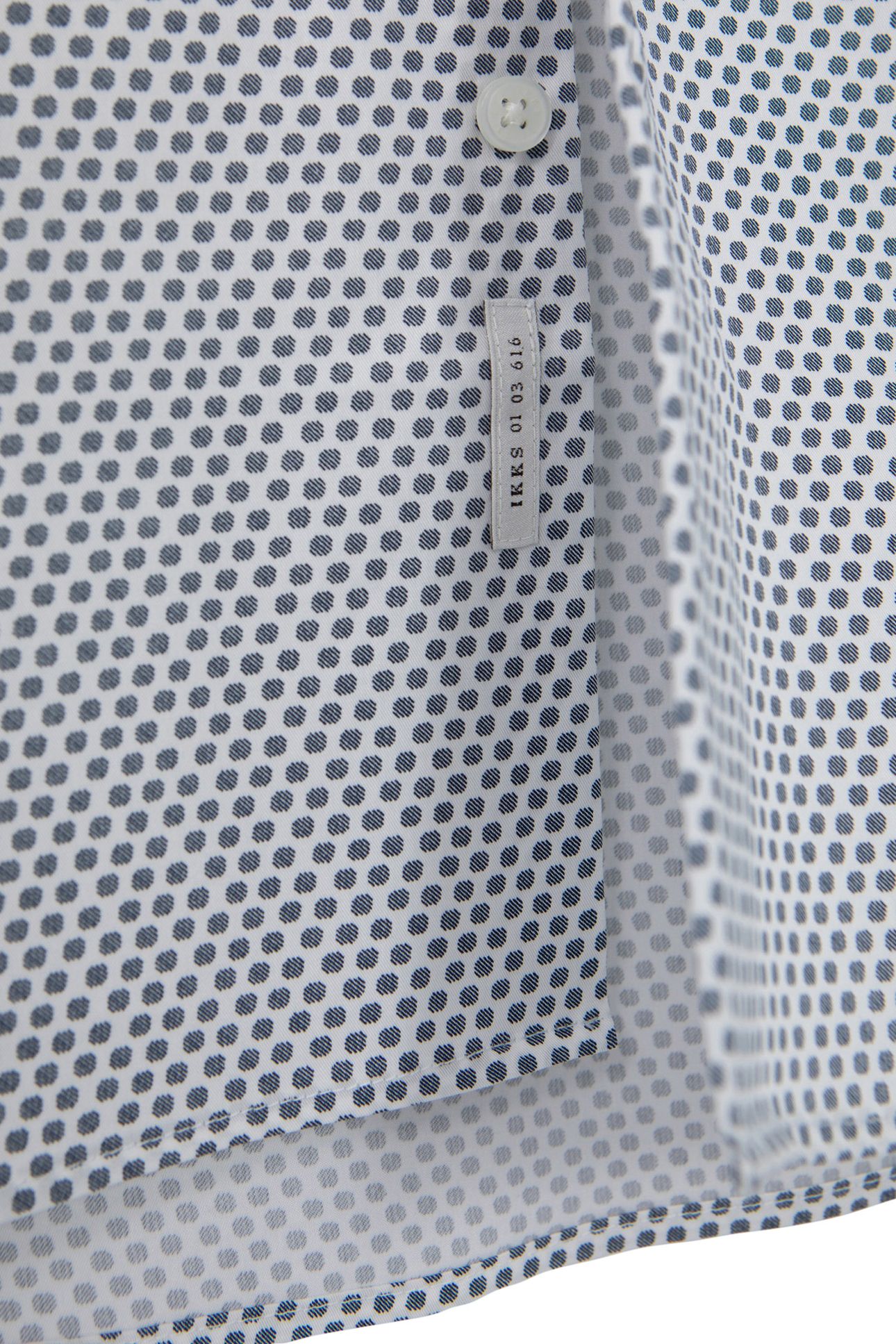 OFF-WHITE SLIM SHIRT WITH NAVY POLKA DOT PRINT 7