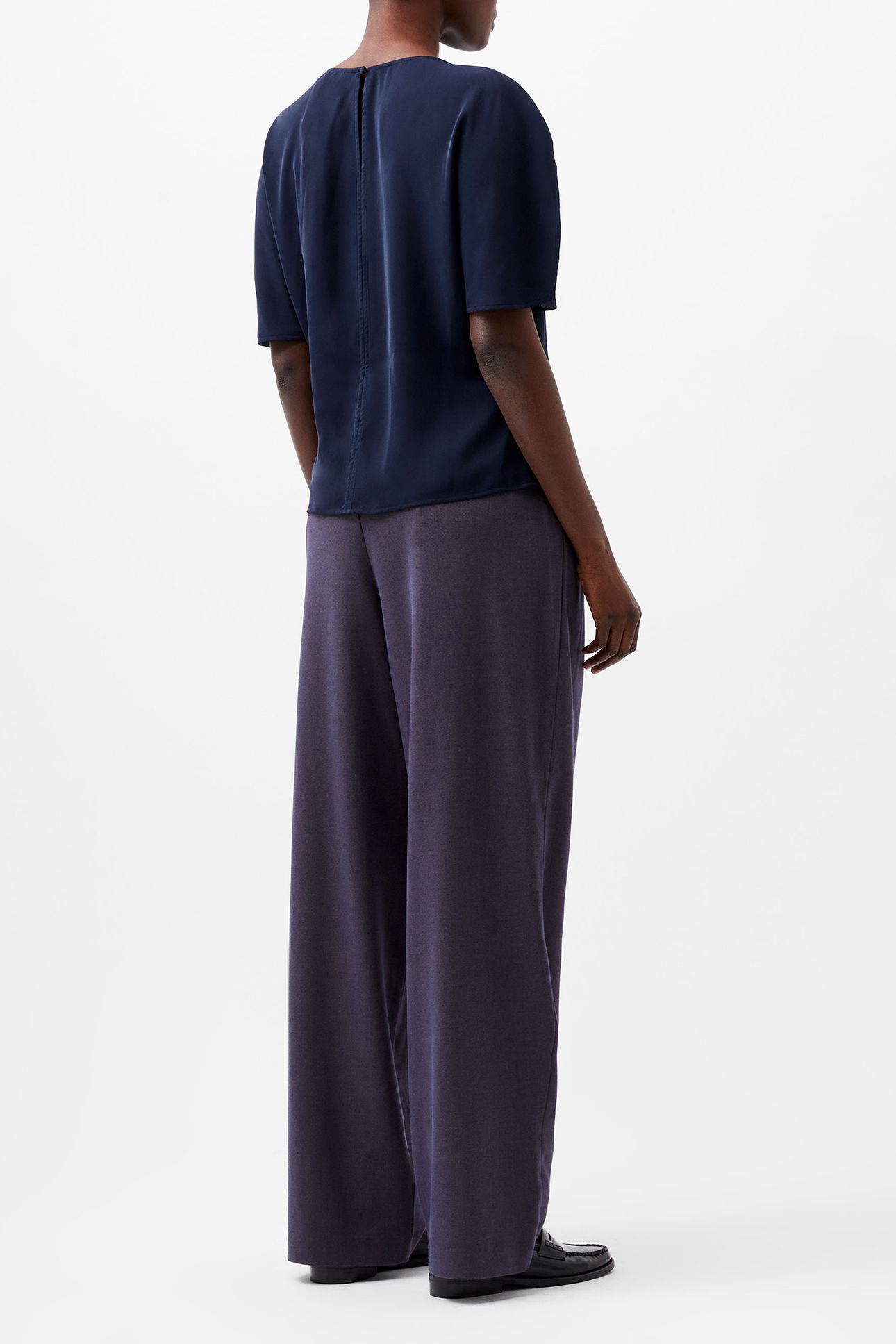 CARMEN CREPE FLARE SLEEVE TOP MARINE 2