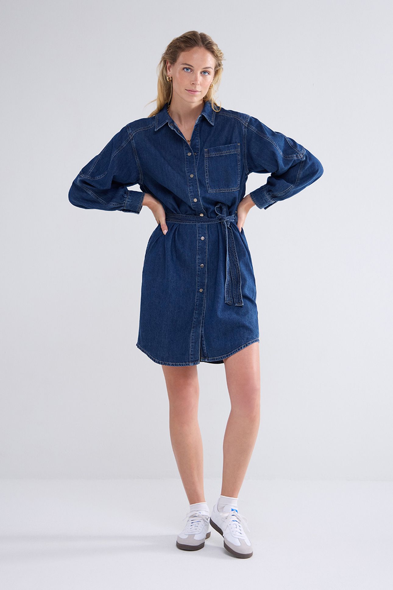 DENIM SHIRT DRESS LIGHTWEIGHT COTTON TENCEL DENIM 3