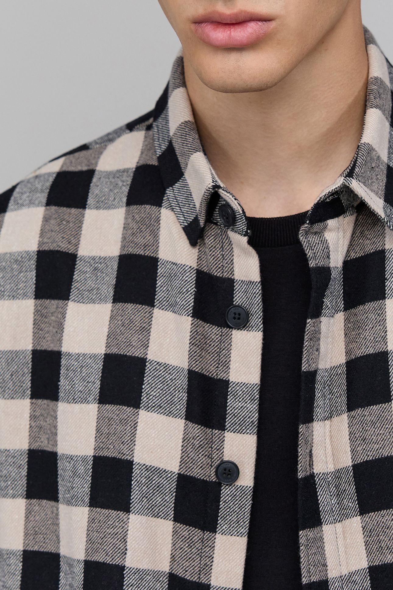 BLACK SHIRT LENZING™ ECOVERO™ CHECK HOMME 4