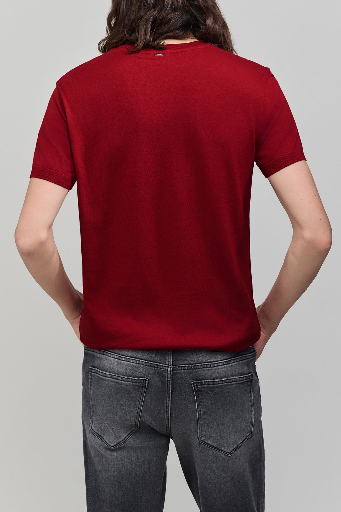 DARK RED COTTON MODAL MIX T-SHIRT 2
