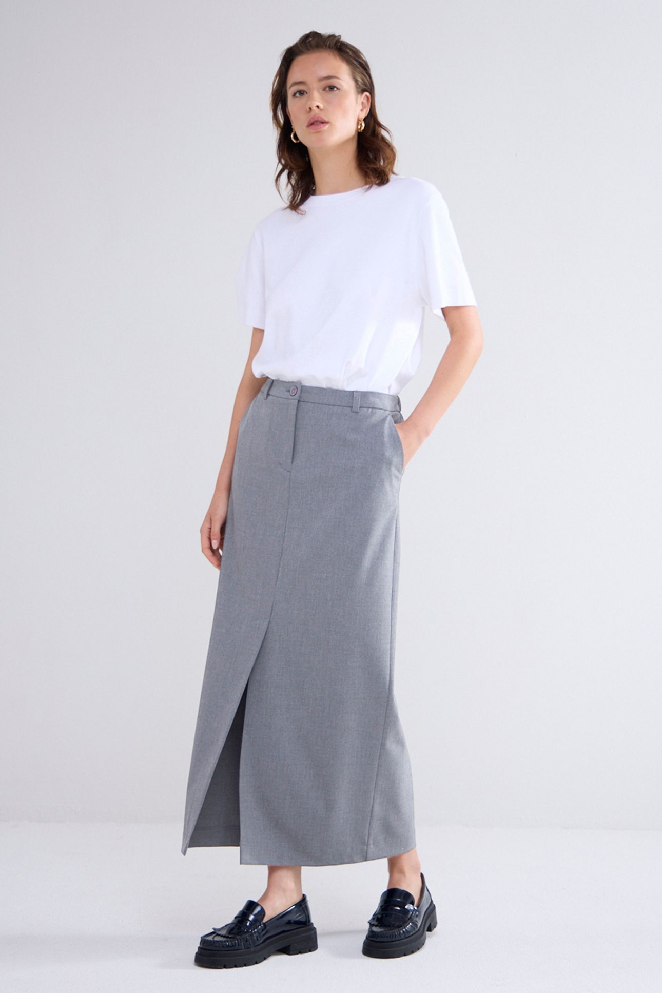 SKIRT VISCOSE BLEND STRETCH MIST 2