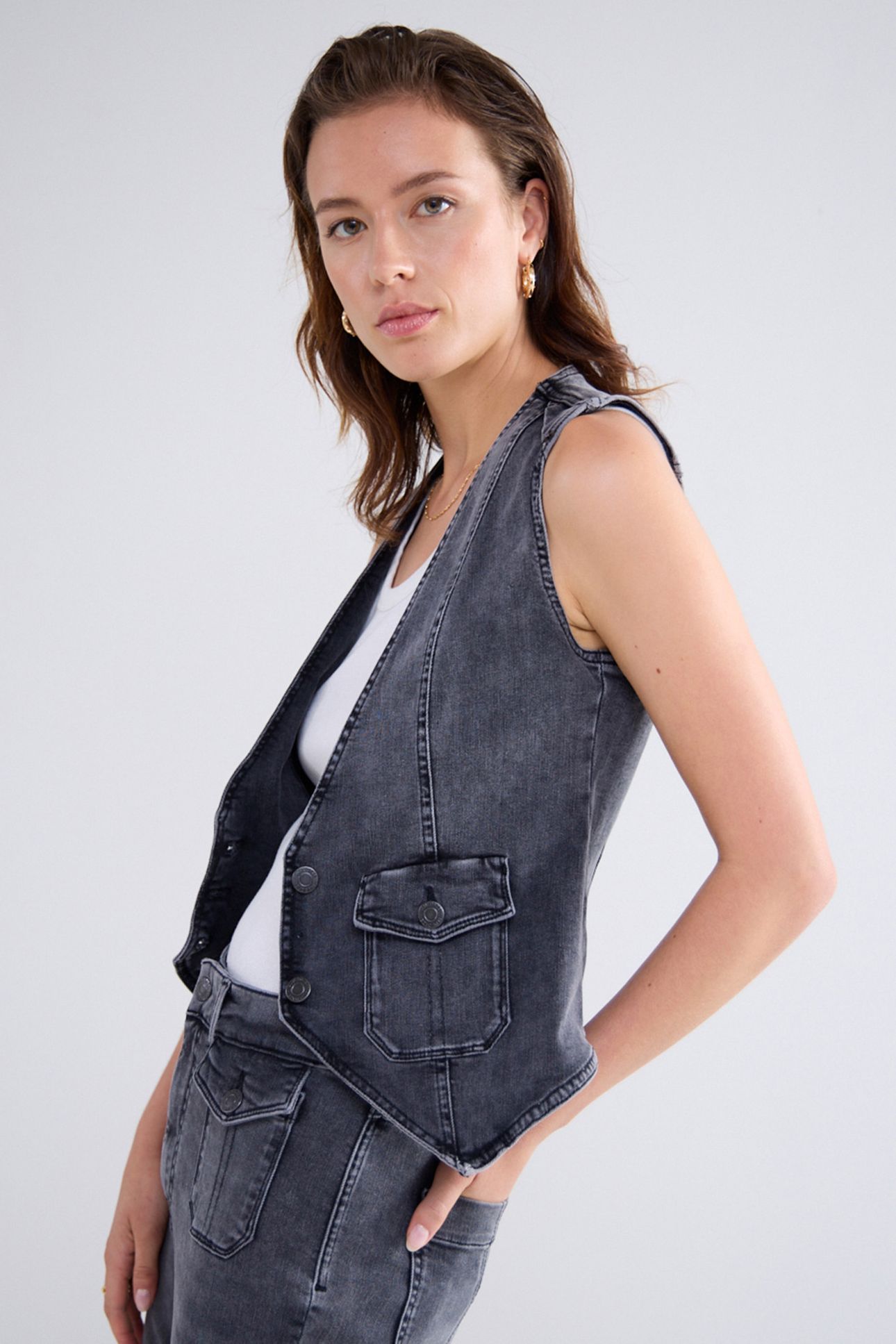 DENIM GILET COTTON BLACK DENIM BLACK DENIM 6
