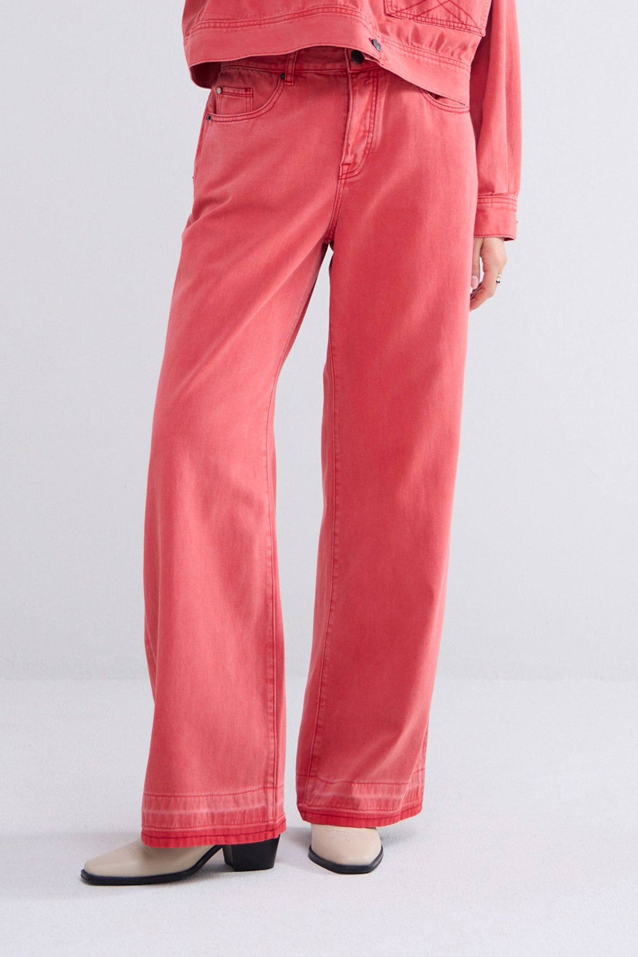 WIDE LEG JEANS COLOURED DENIM TRUE RED 1