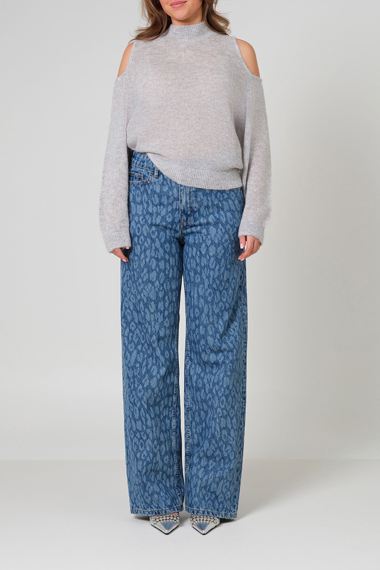 NUIT LEOPARD WIDE LEG JEANS WASHED BLUE 1