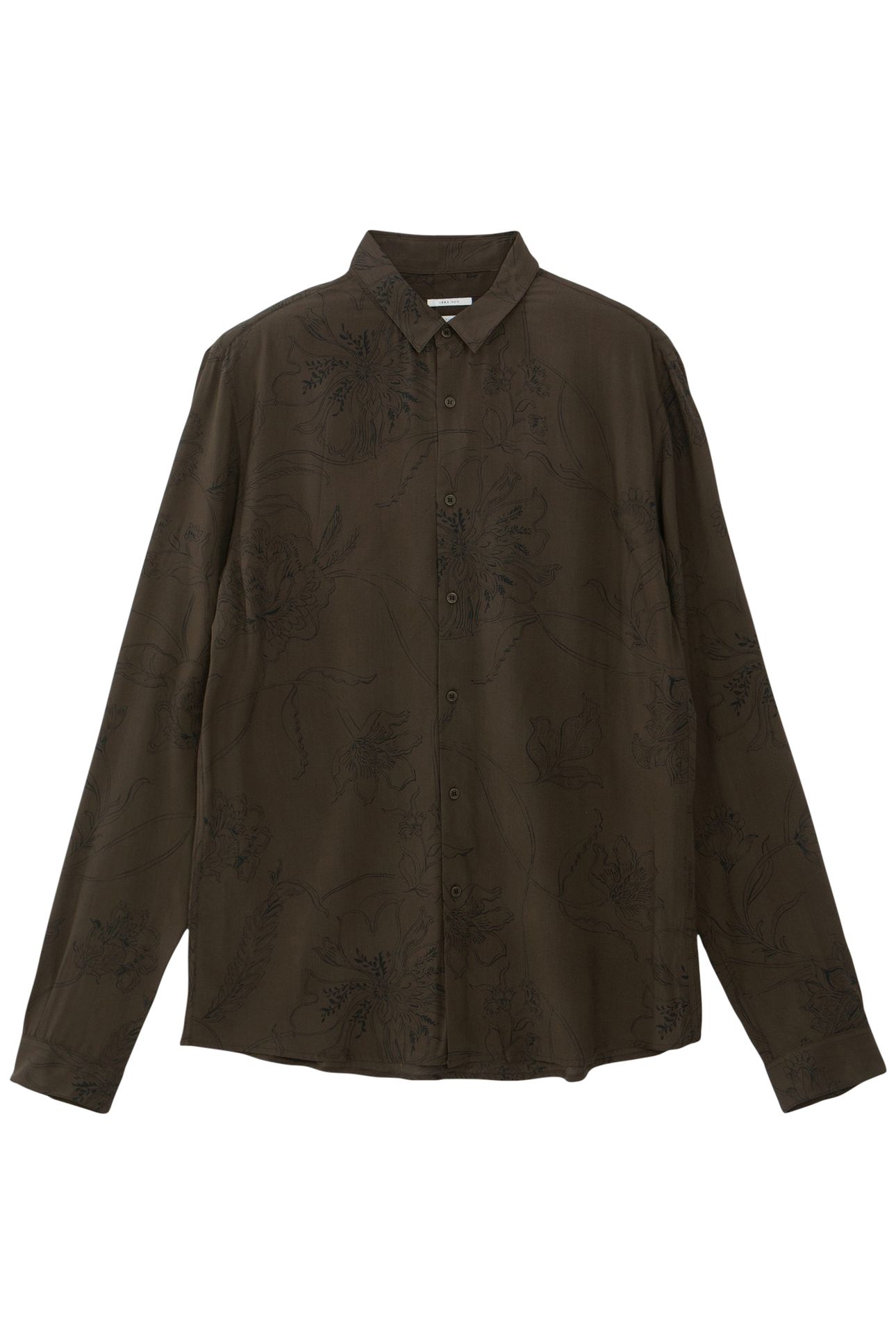 KHAKI MAXI FLOWER PRINT SLIM SHIRT 3