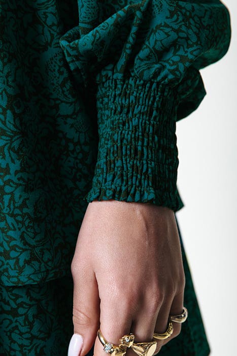 SACHA FLORAL RUFFLE DRESS LS DEEP TEAL 4