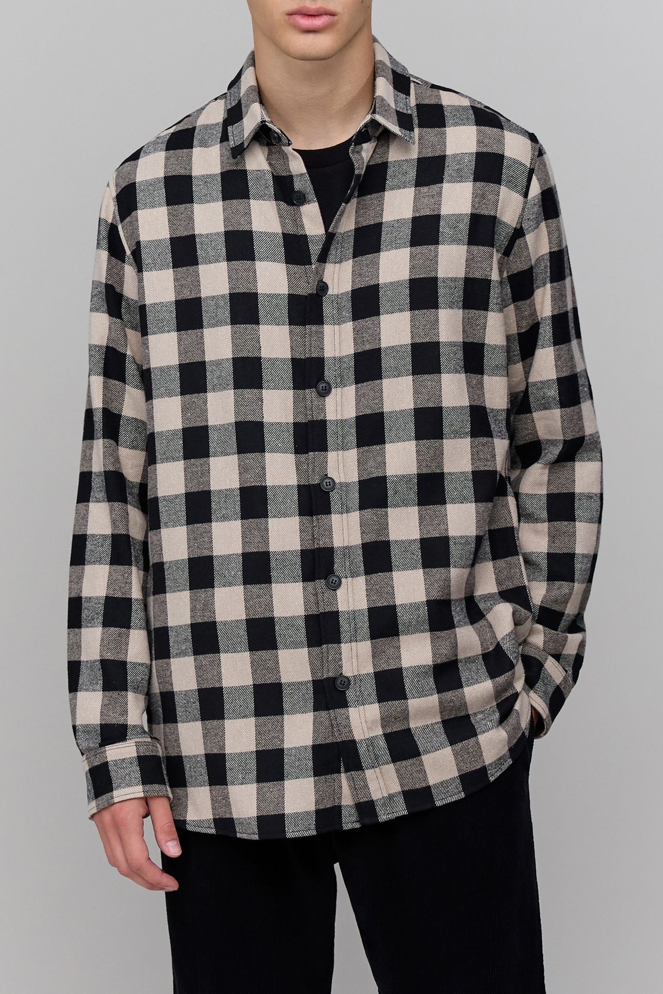 BLACK SHIRT LENZING™ ECOVERO™ CHECK HOMME 1