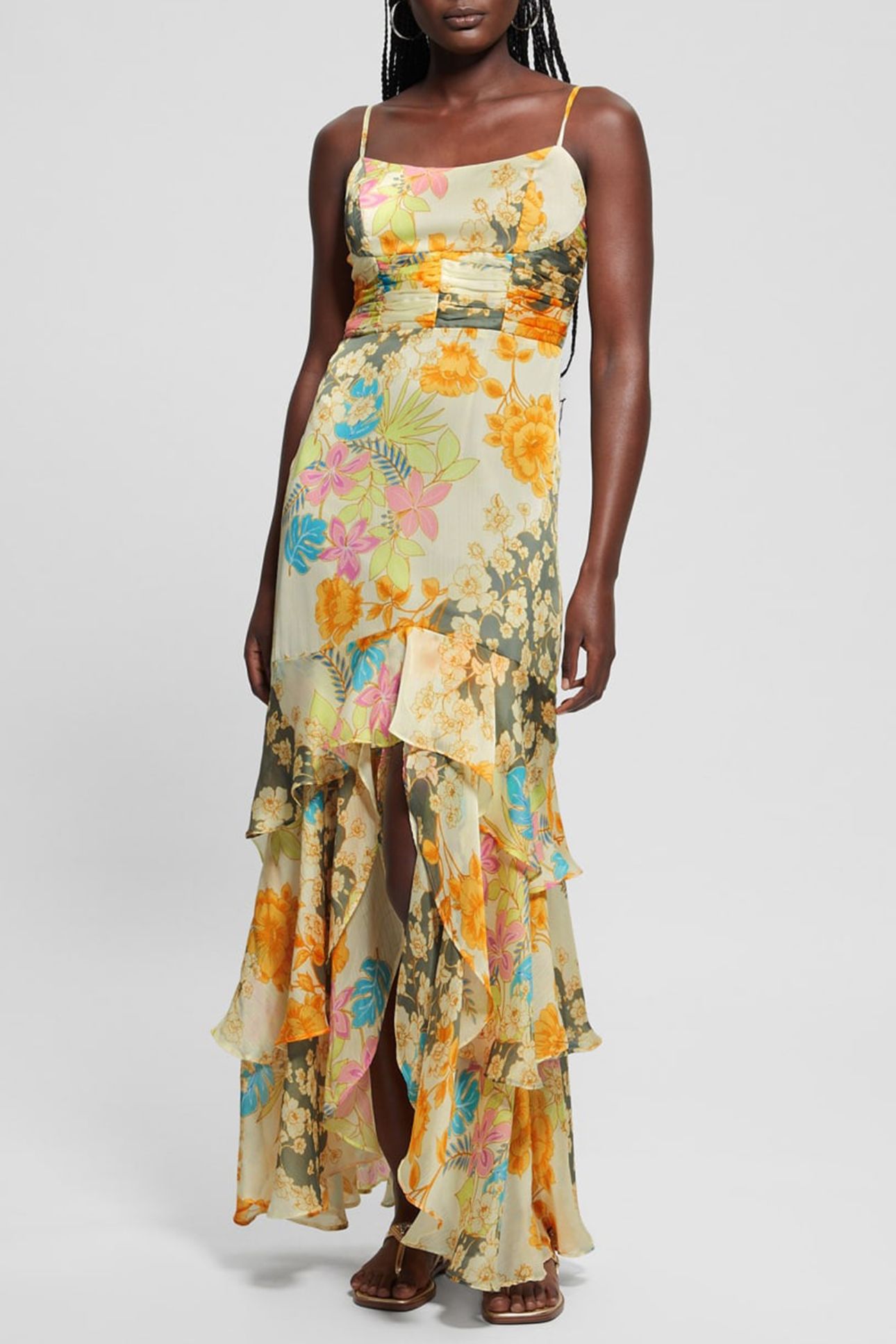 GUESS ECO SL VICKY DRESS GOLD COAST FLORAL PR 1