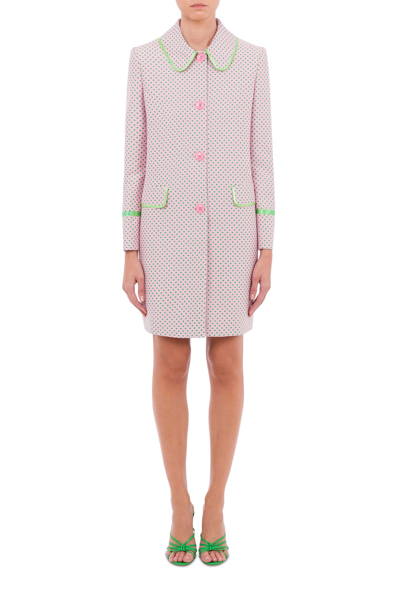 SMALL POLKA DOTS JACQUARD COAT PINK 1