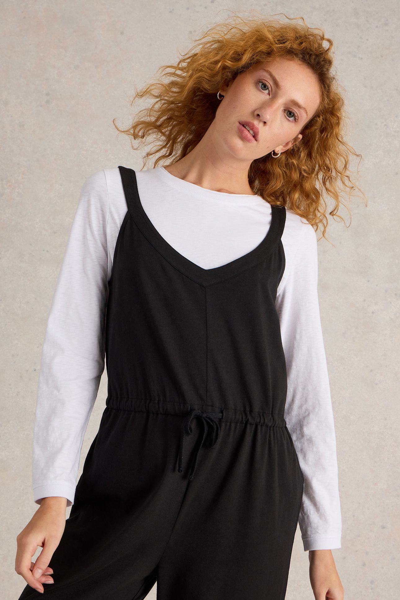 DRAWSTRING JERSEY JUMPSUIT PURE BLACK 4