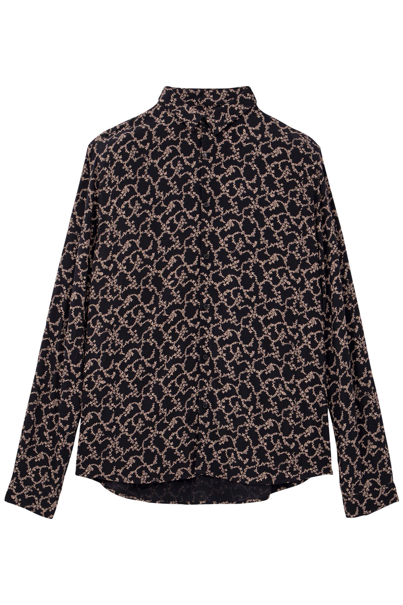 BLACK SLIM SHIRT WITH SKULL AND FLOWERS PRINT 4