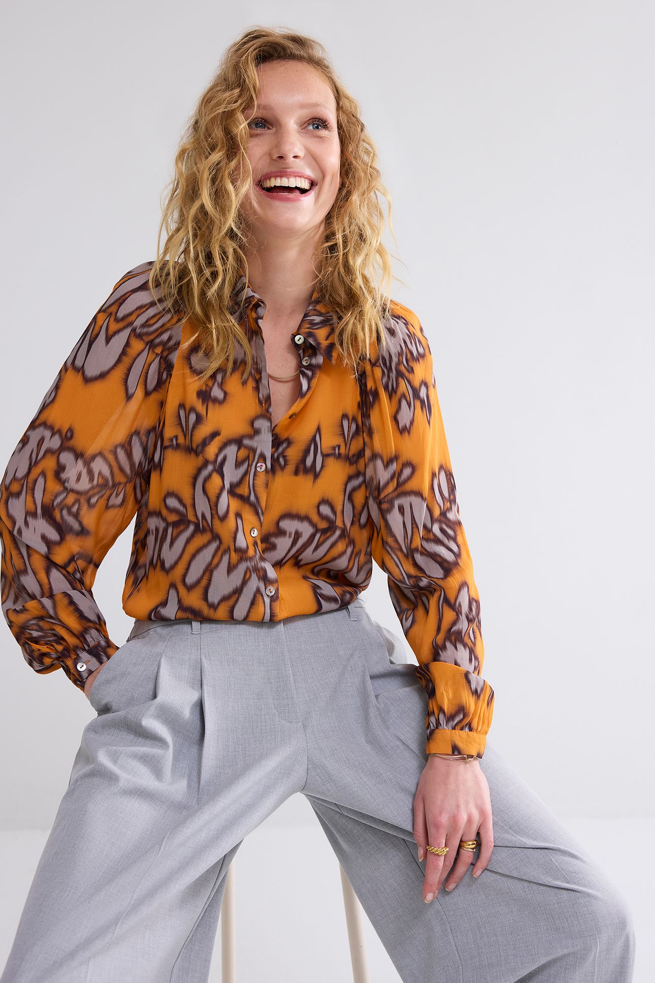 BLOUSE SPICY ORANGE PRINT ORANGE 1