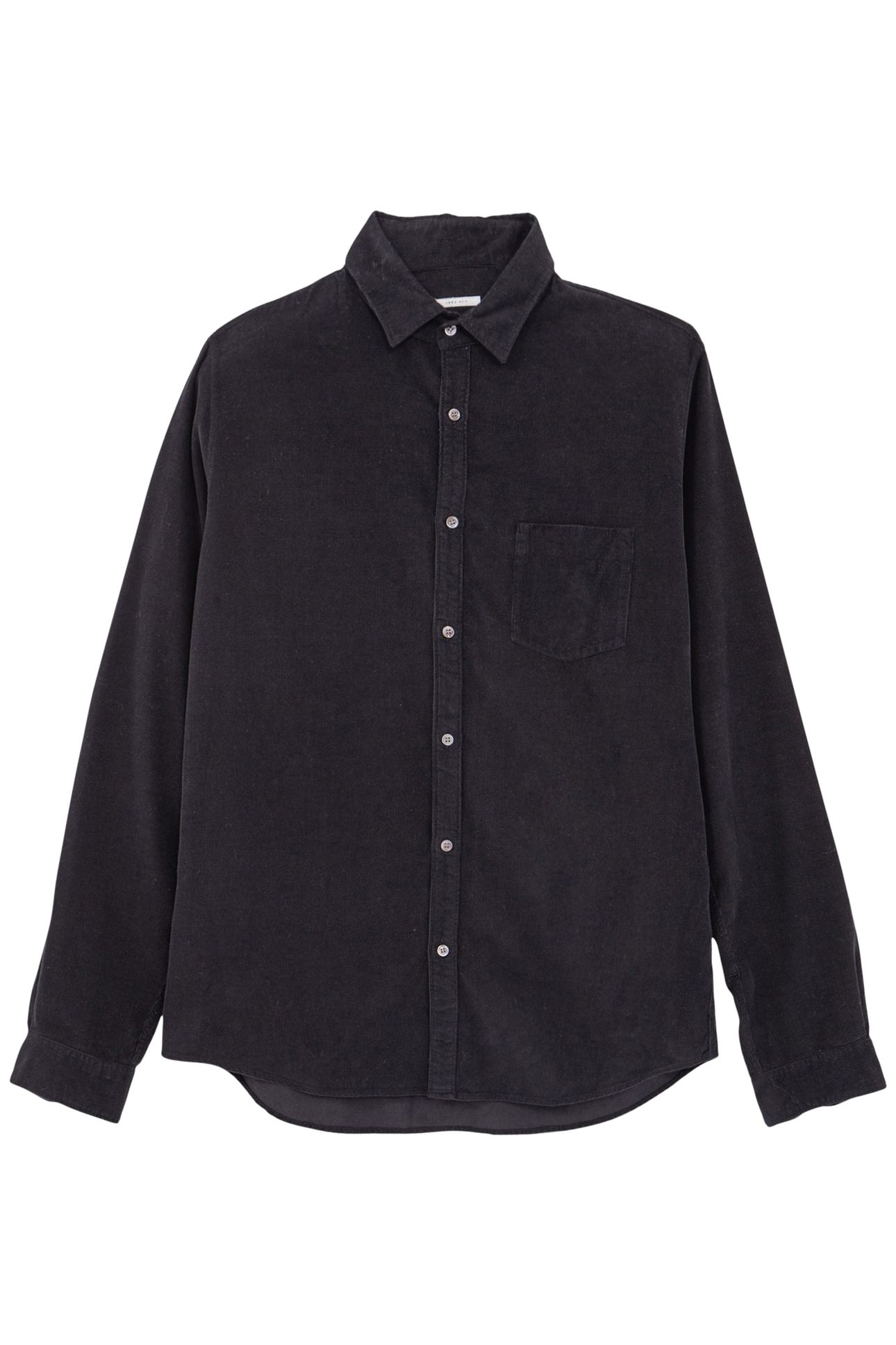 BLACK ORGANIC COTTON NEEDLECORD SHIRT 4