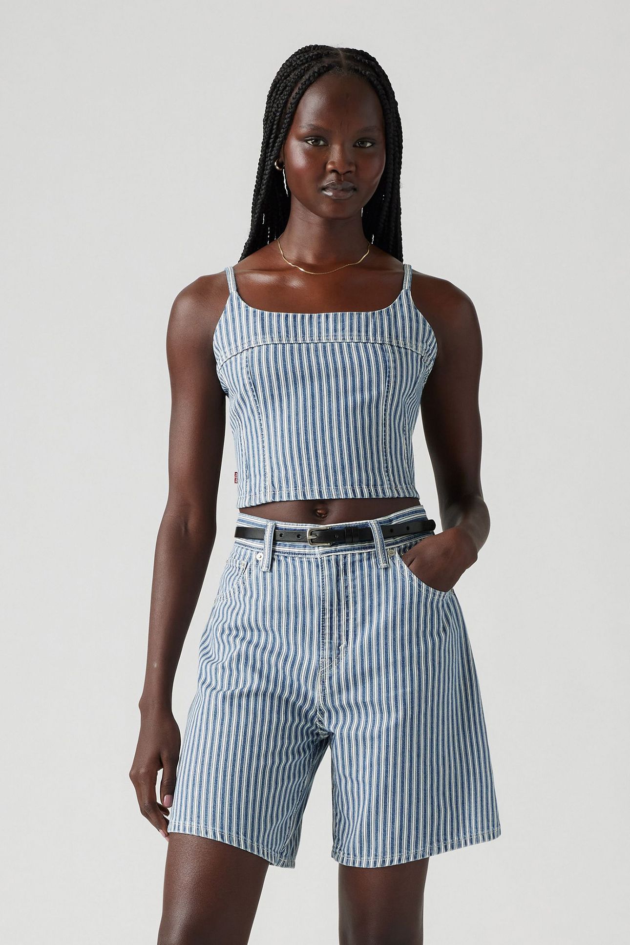 JADINE DENIM CAMI TANK MISCHA STRIPE 1