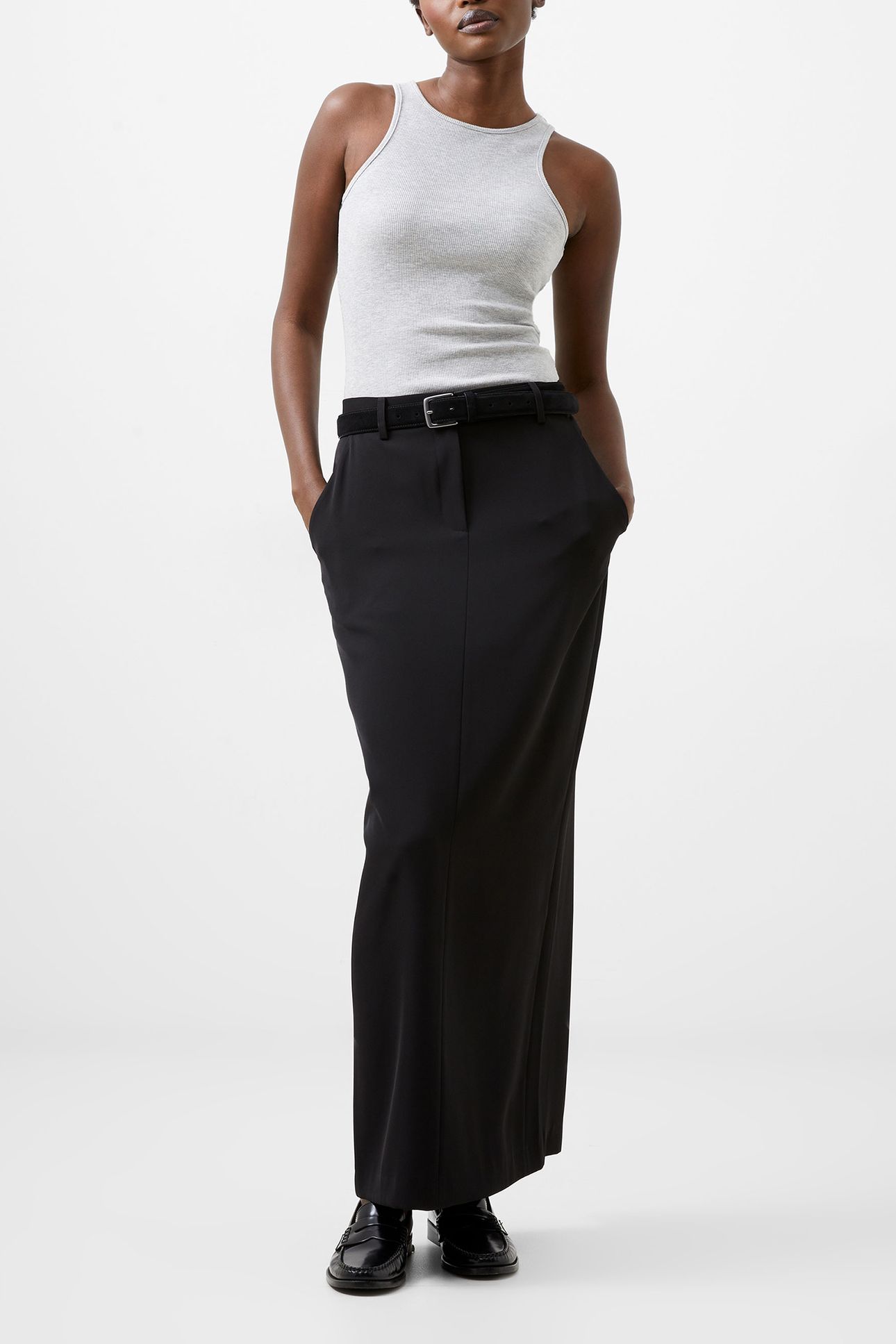 HARRIE SUITING MIDI SKIRT BLACKOUT 1