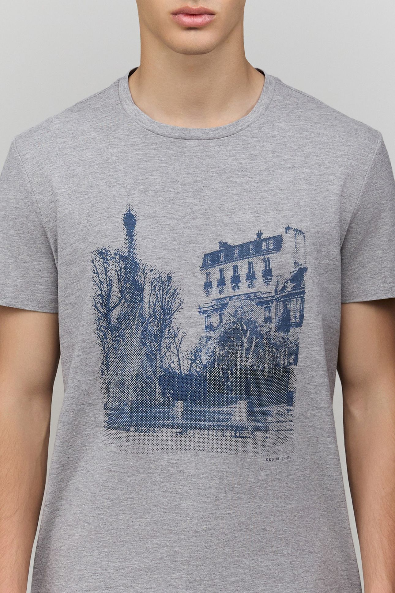 ORGANIC COTTON GREY T-SHIRT PARIS HOMME 5